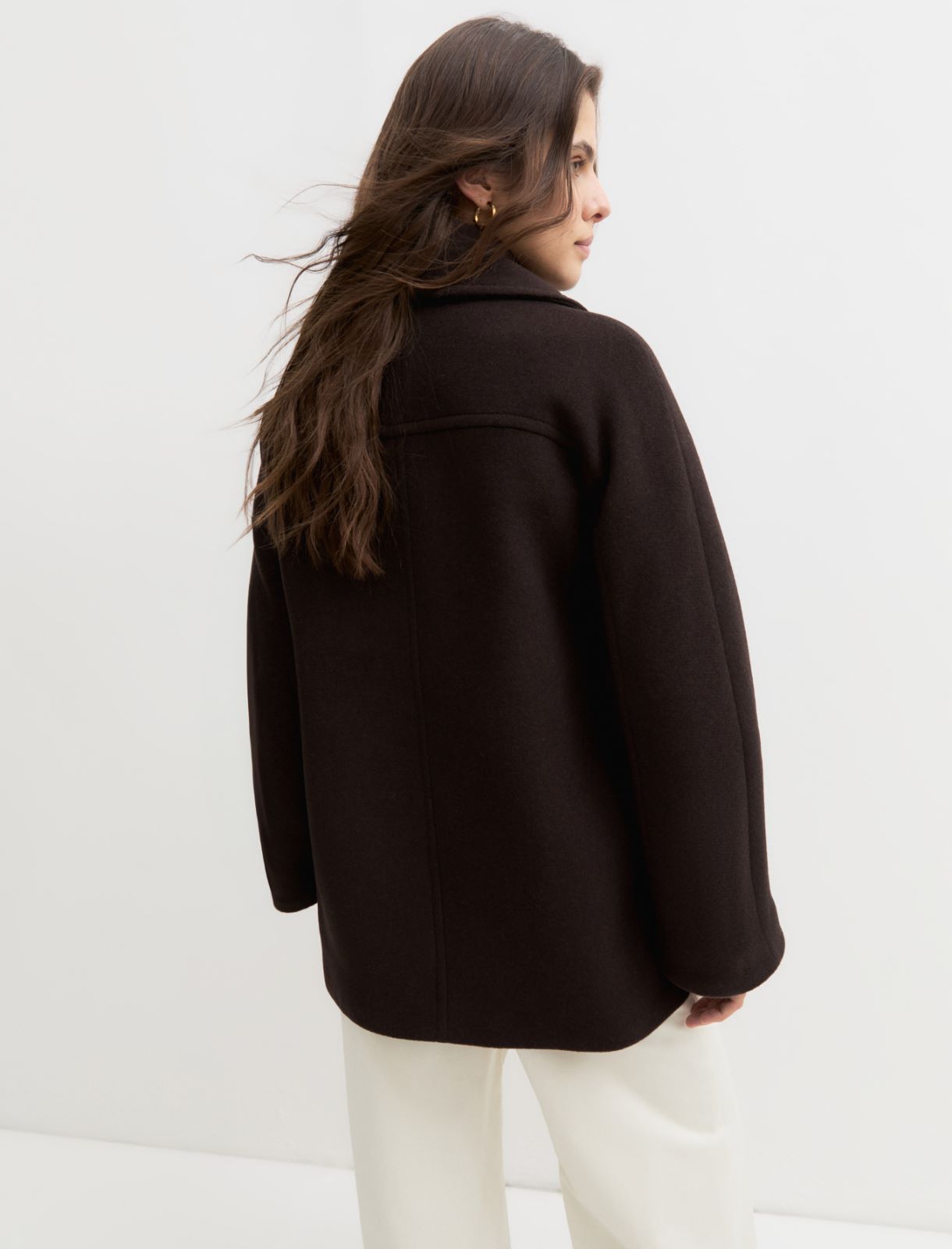 Oversized double-breasted coat - DARK BROWN - Emme - 2