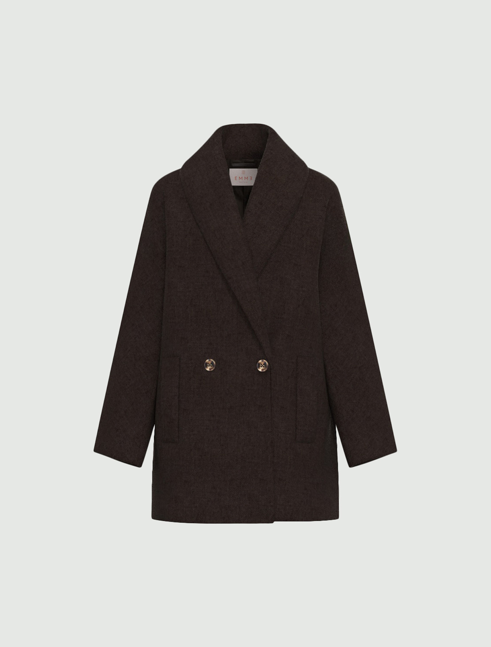 Oversized double-breasted coat - DARK BROWN - Emme - 6