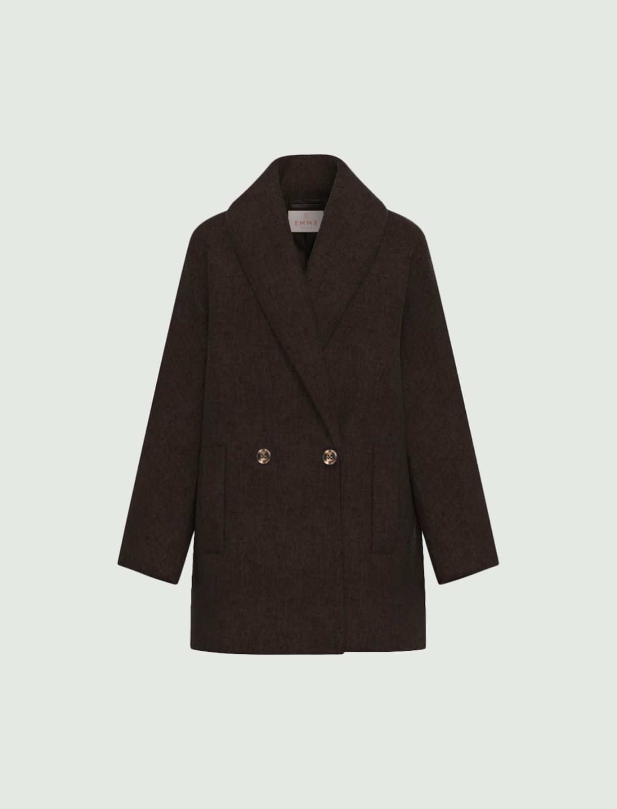 Oversized double-breasted coat - DARK BROWN - Emme - 6