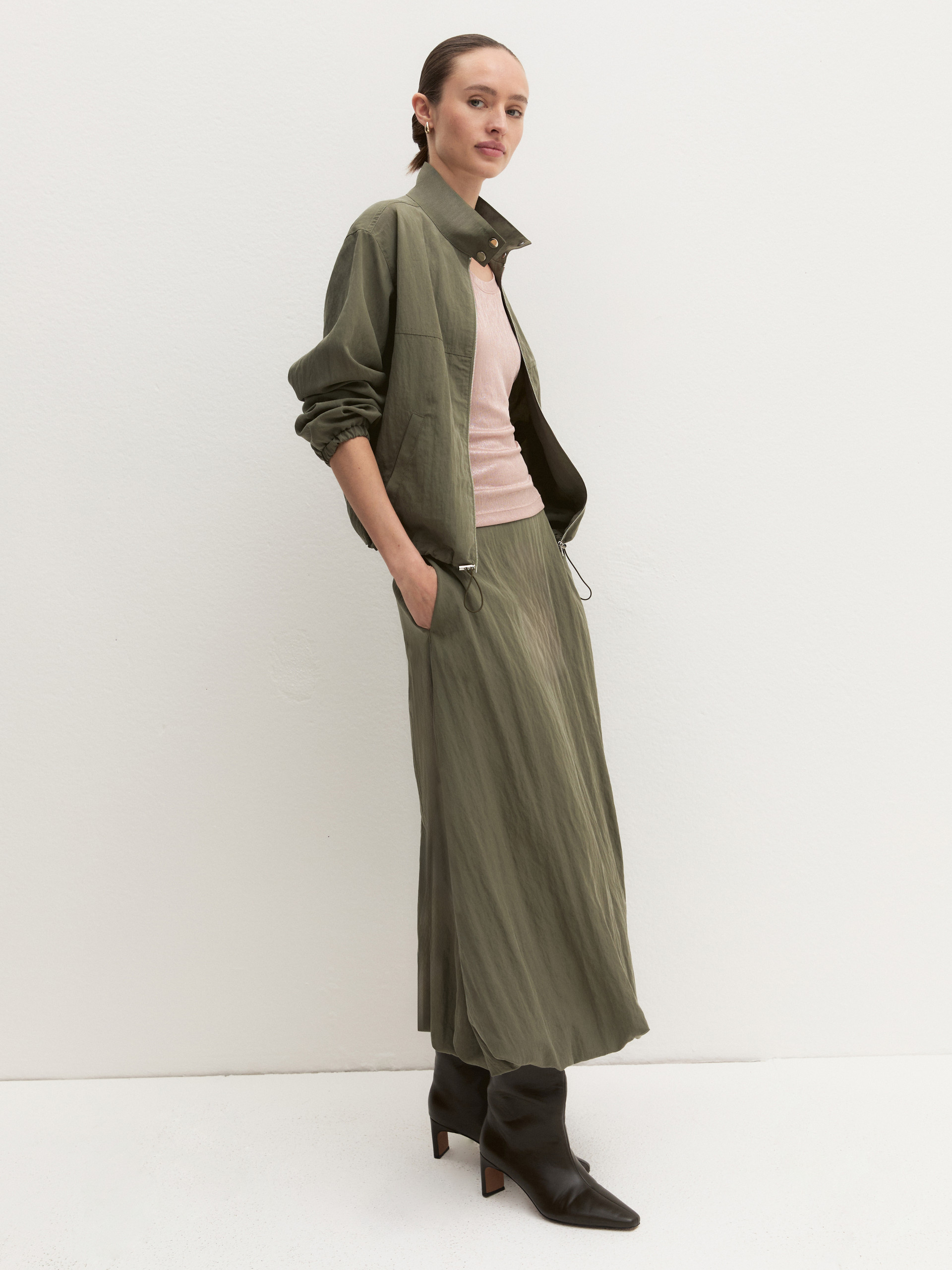 Fluid bomber jacket - KAKI - Emme - 1
