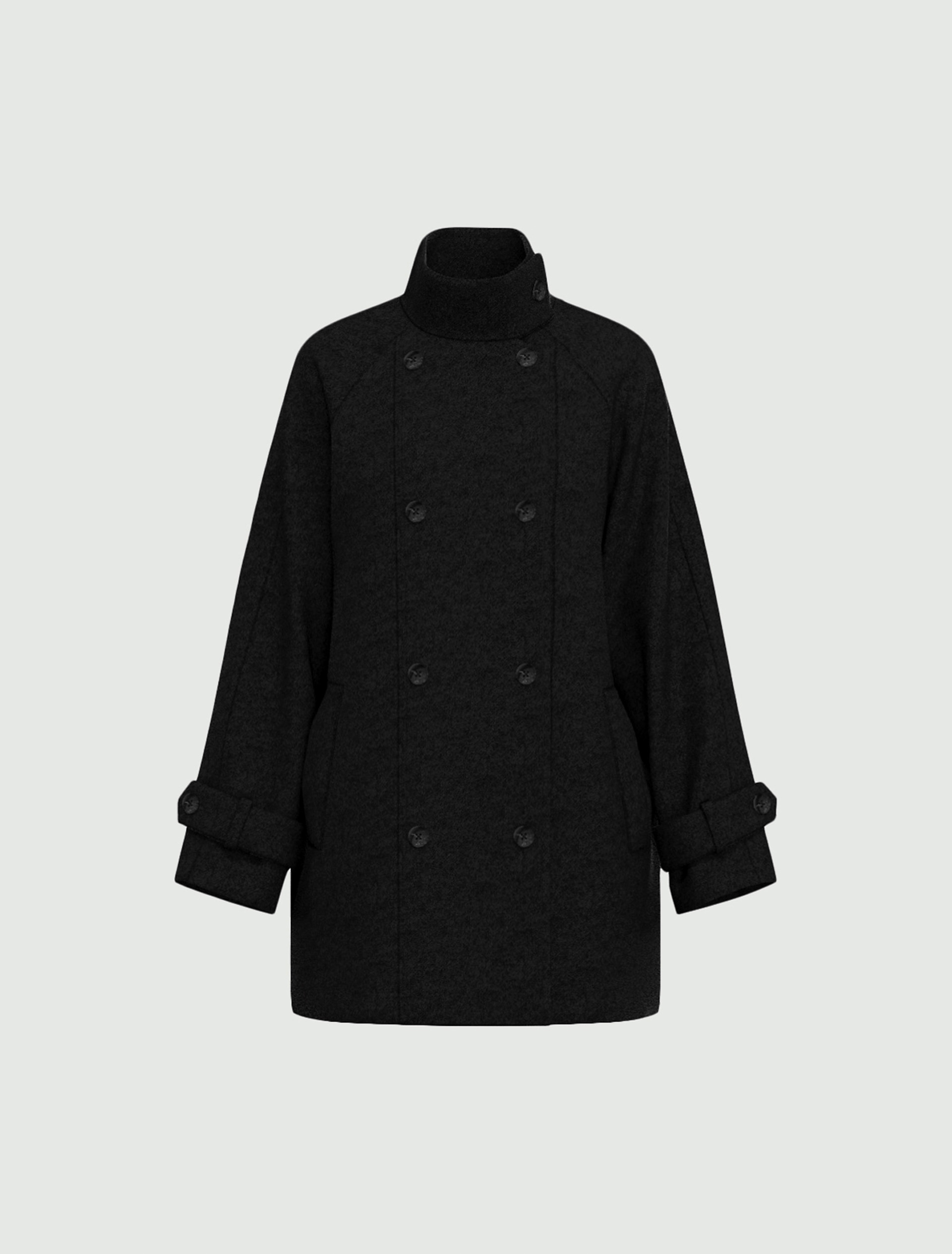 Oversized double-sided fabric coat - DARK GREY - Emme - 7