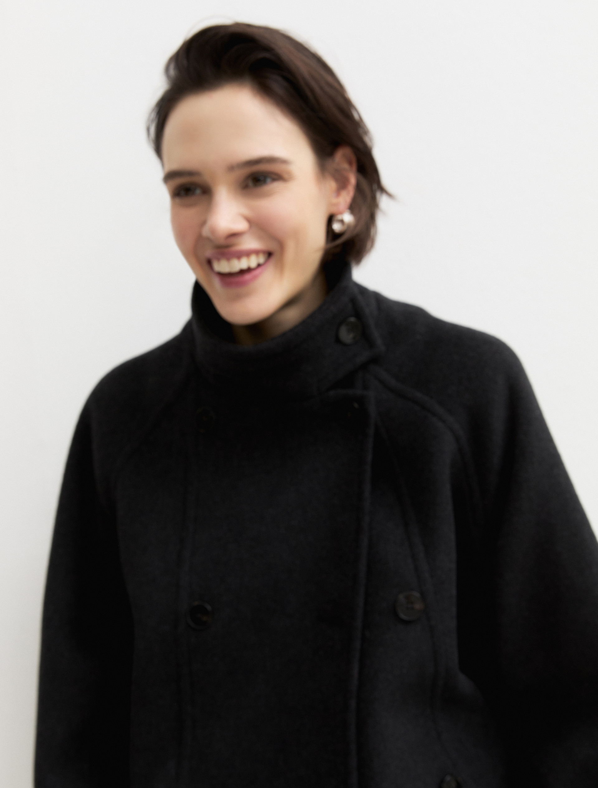 Oversized double-sided fabric coat - DARK GREY - Emme - 8