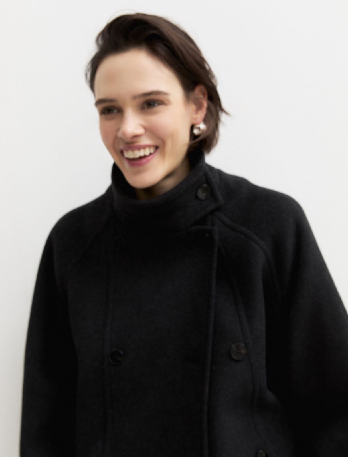 Oversized double-sided fabric coat - DARK GREY - Emme - 8