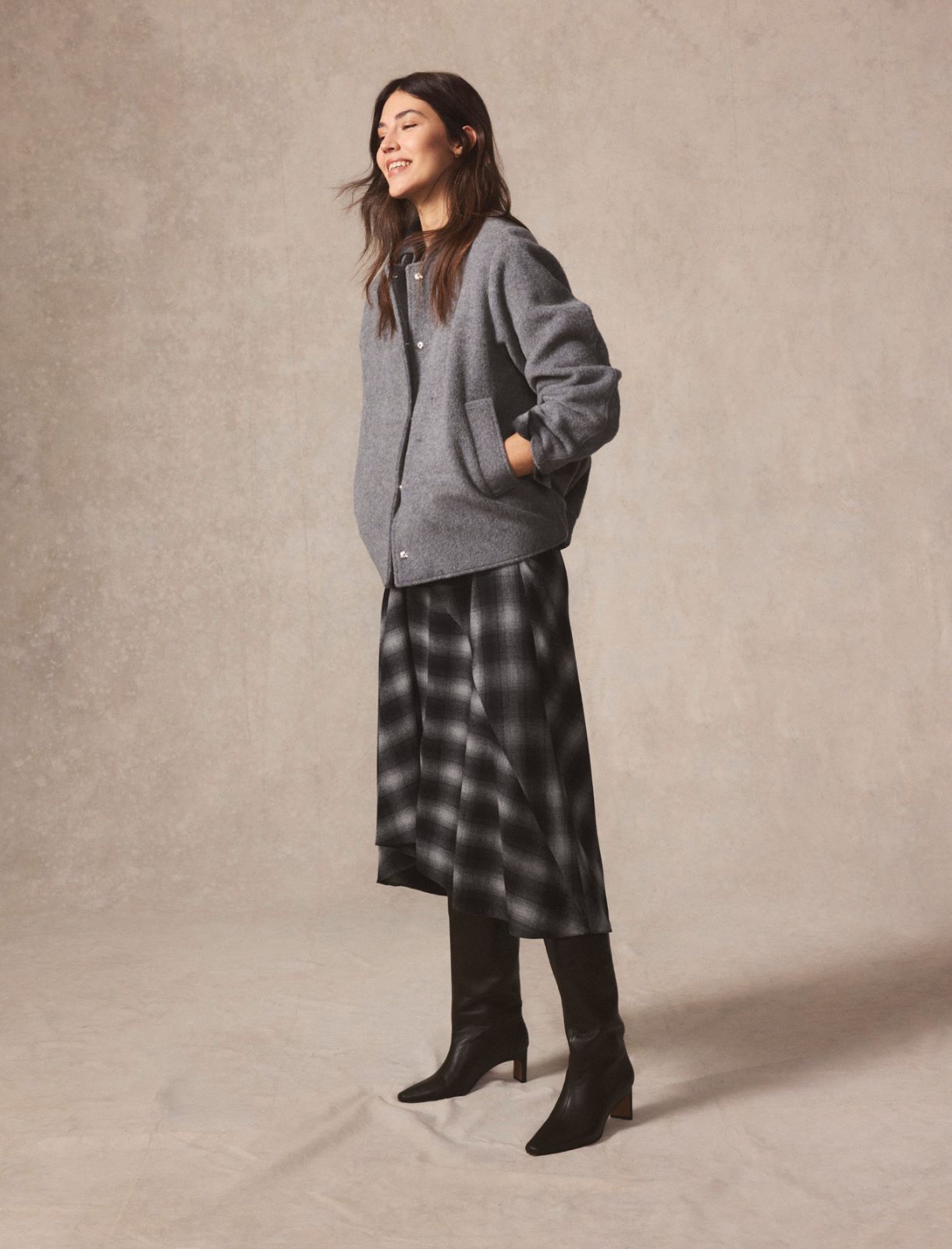 Napped wool-blend blouson - GREY - Emme - 2