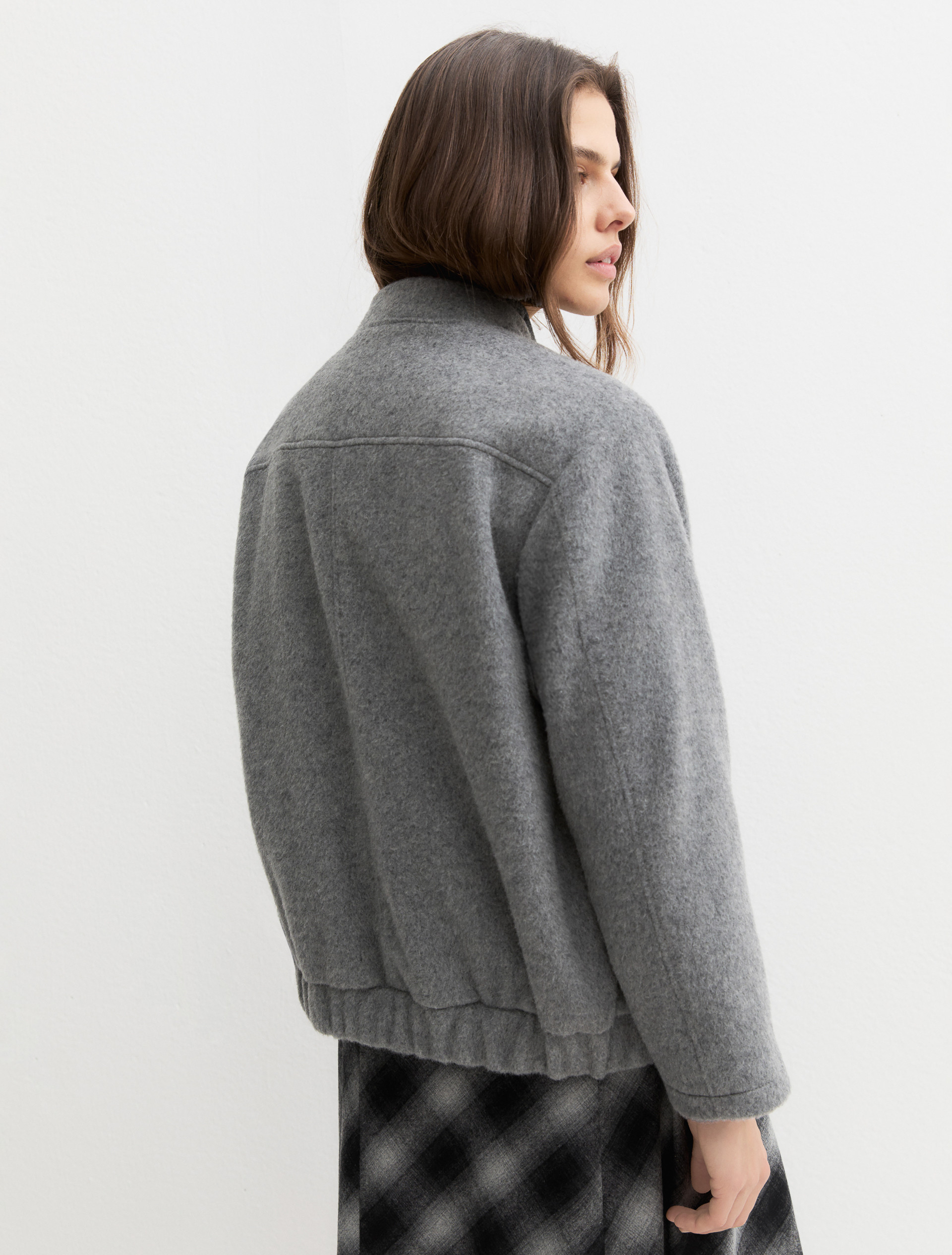 Napped wool-blend blouson - GREY - Emme - 3