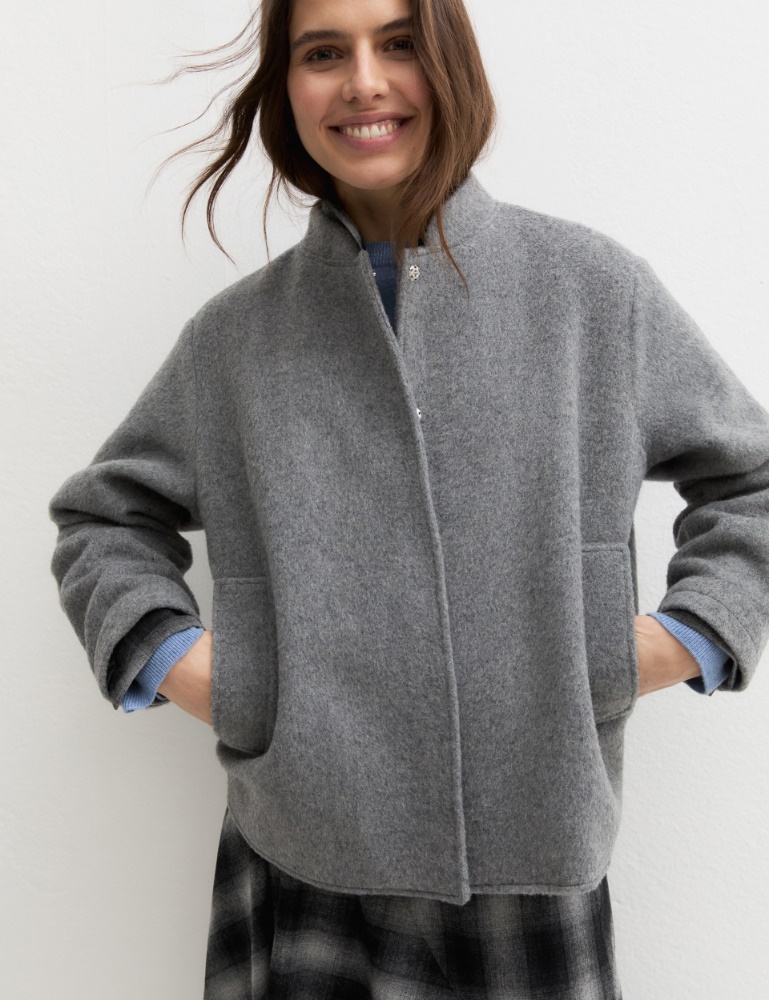 Napped wool-blend blouson - GREY