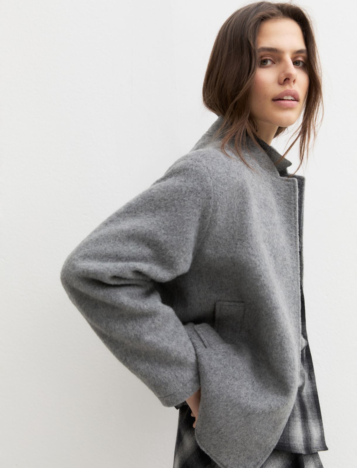 Napped wool-blend blouson - GREY - Emme - 6