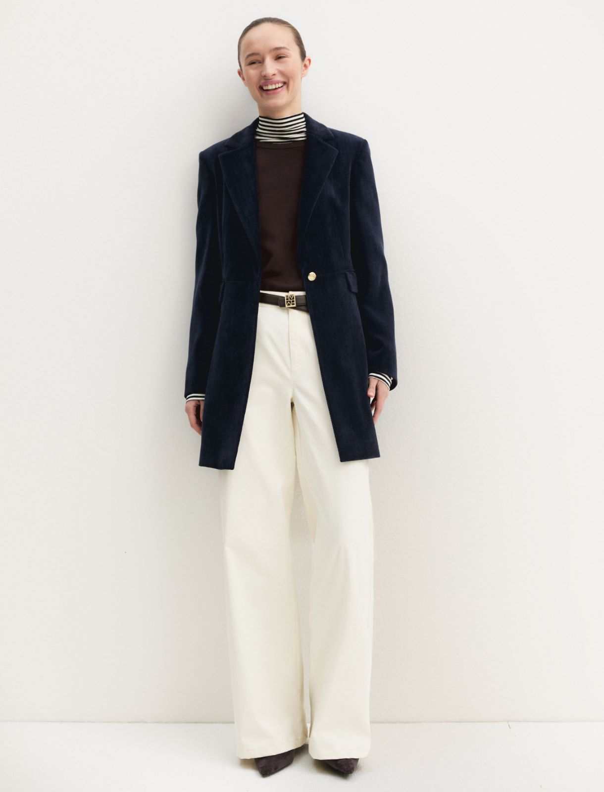 Cappotto in ciniglia stretch - NAVY - Emme