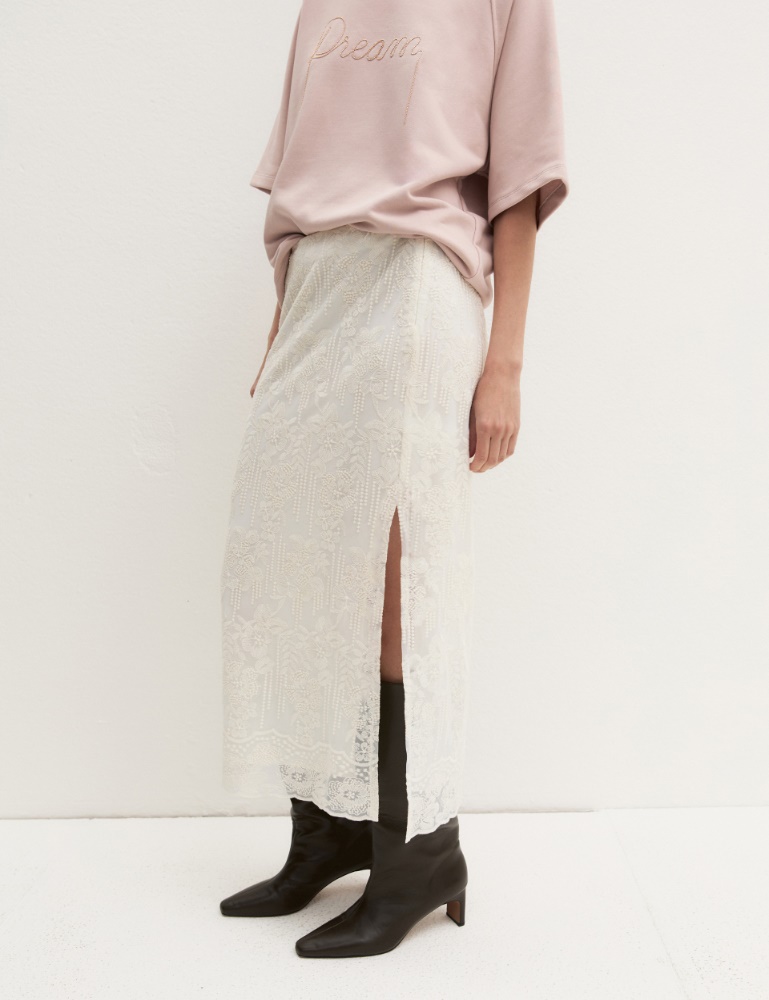 Embroidered tulle pencil skirt - Emme - 4