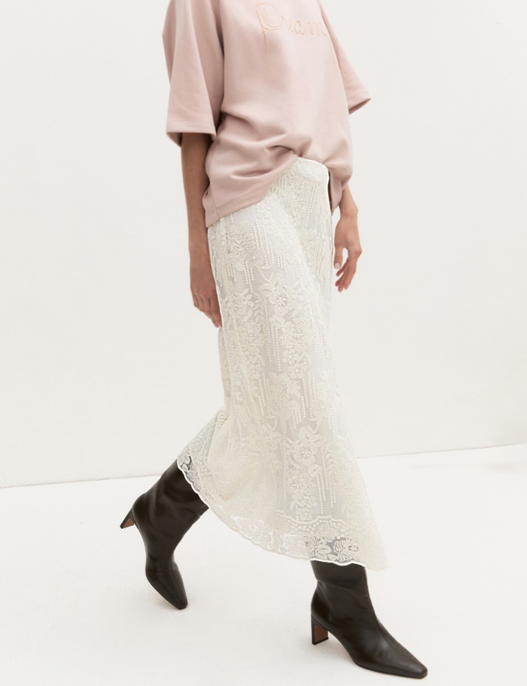 Embroidered tulle pencil skirt - Emme - 5