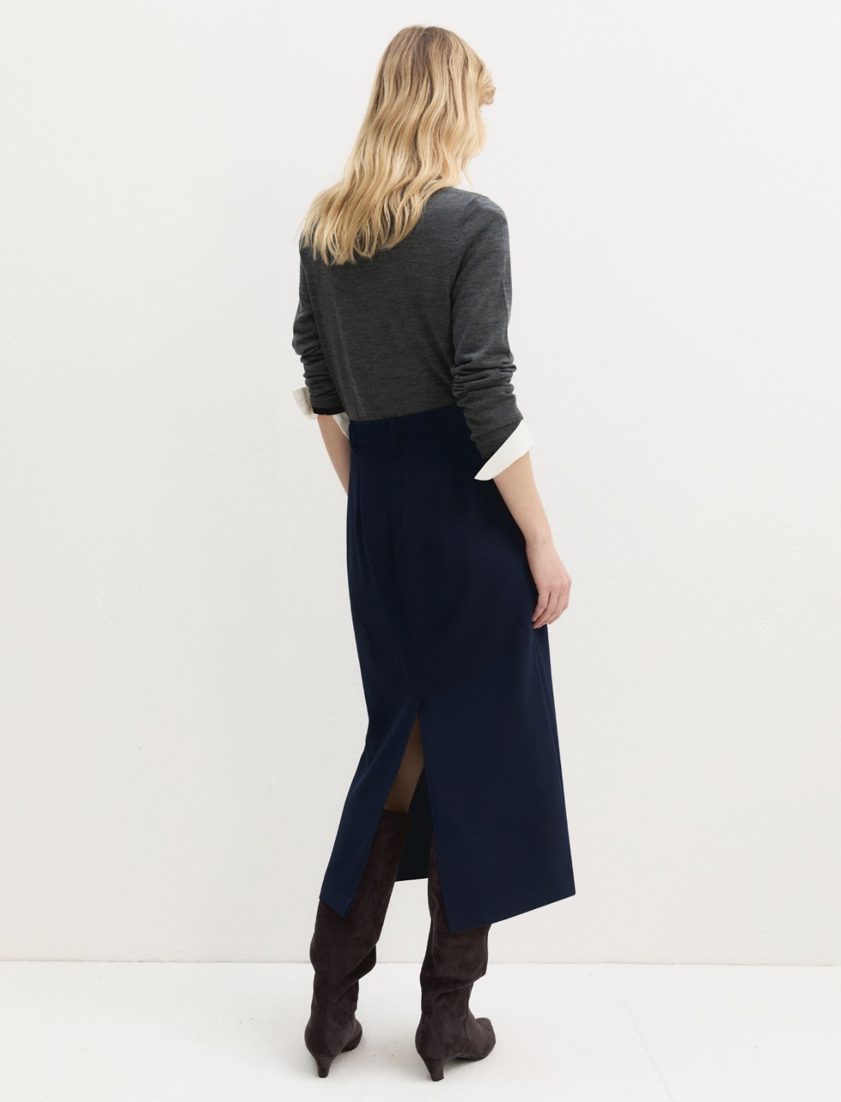 Gonna in tessuto diagonale stretch - NAVY - Emme - 2