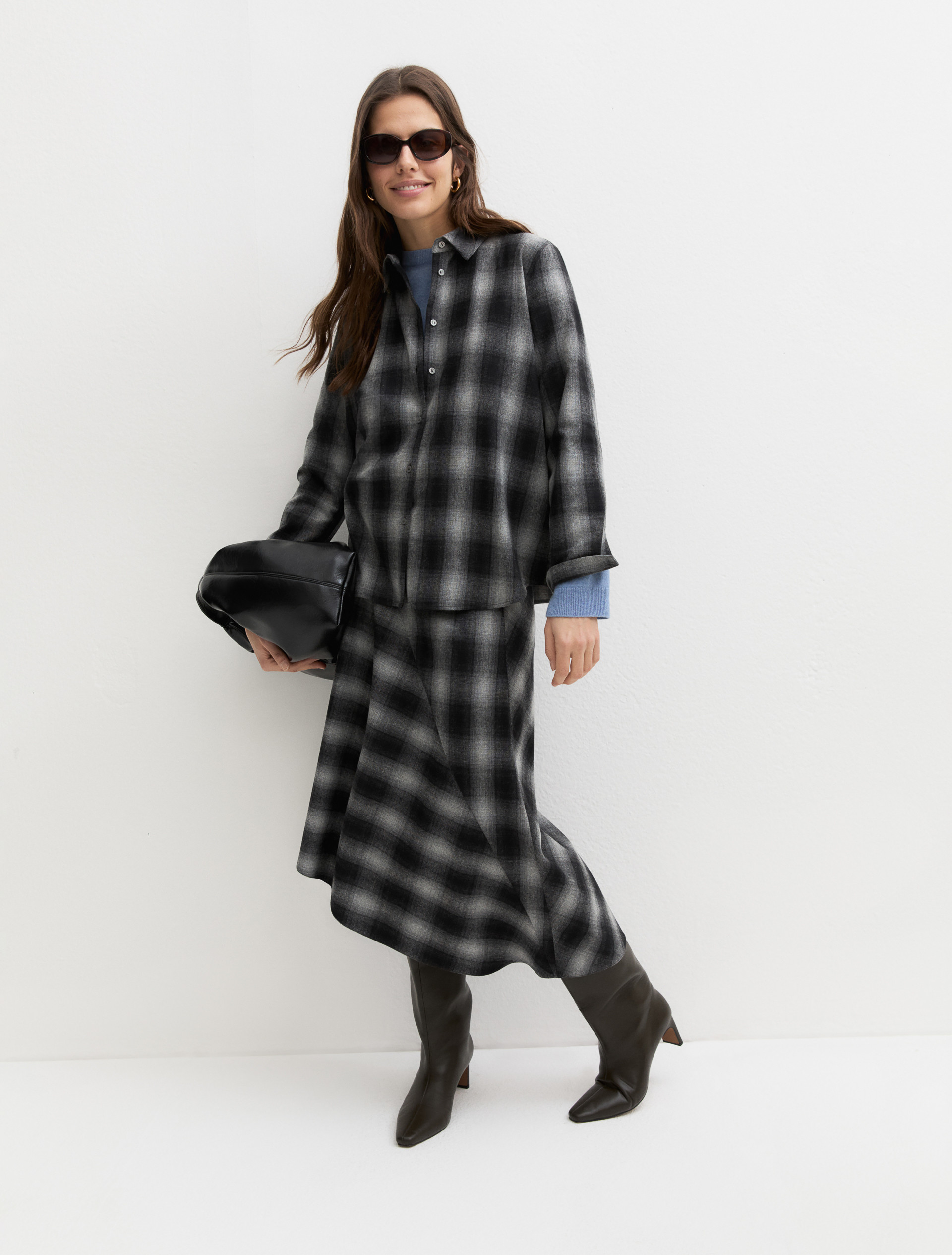 Flannel skirt - MEDIUM GREY - Emme - 1