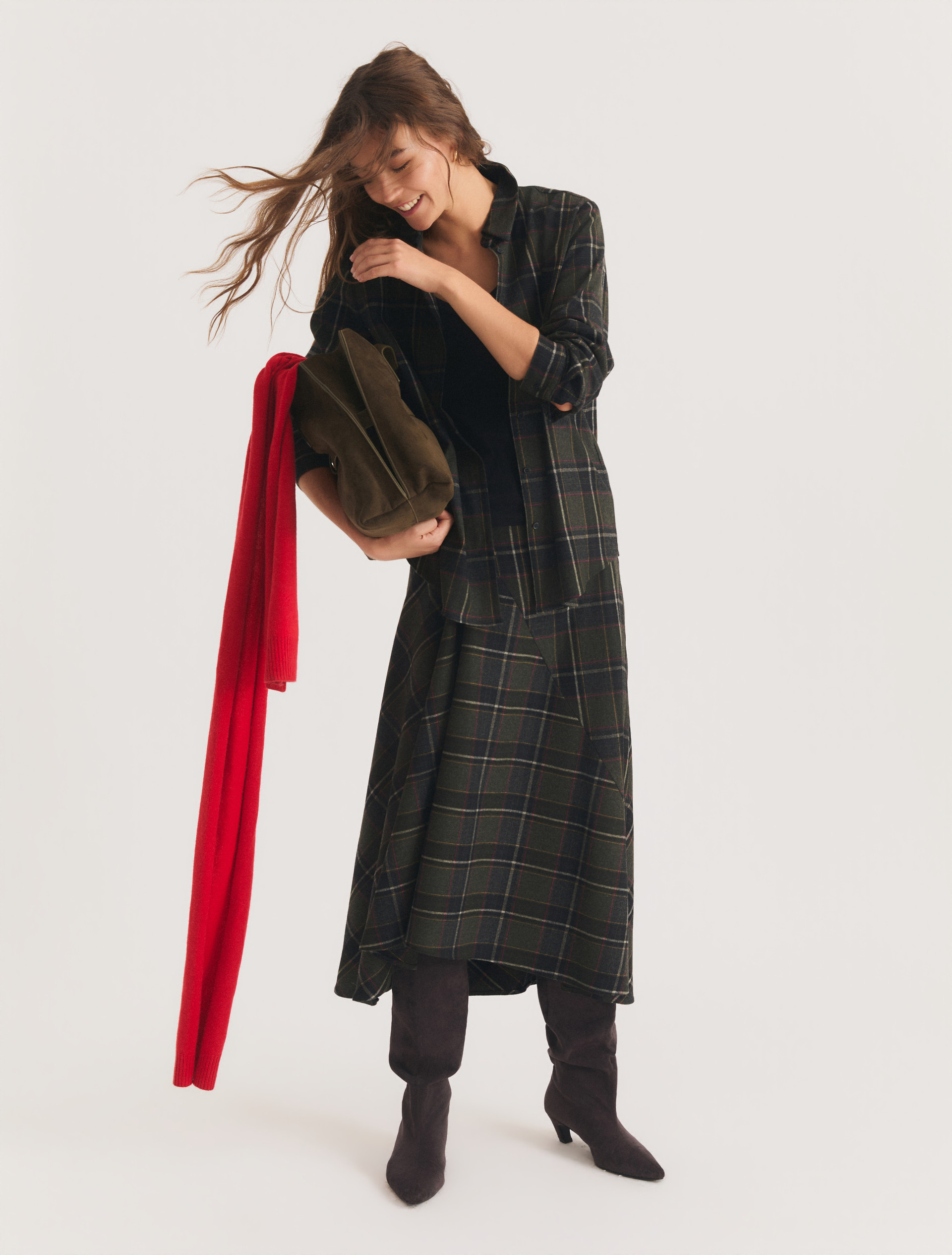 Flannel skirt - DARK GREY - Emme - 1