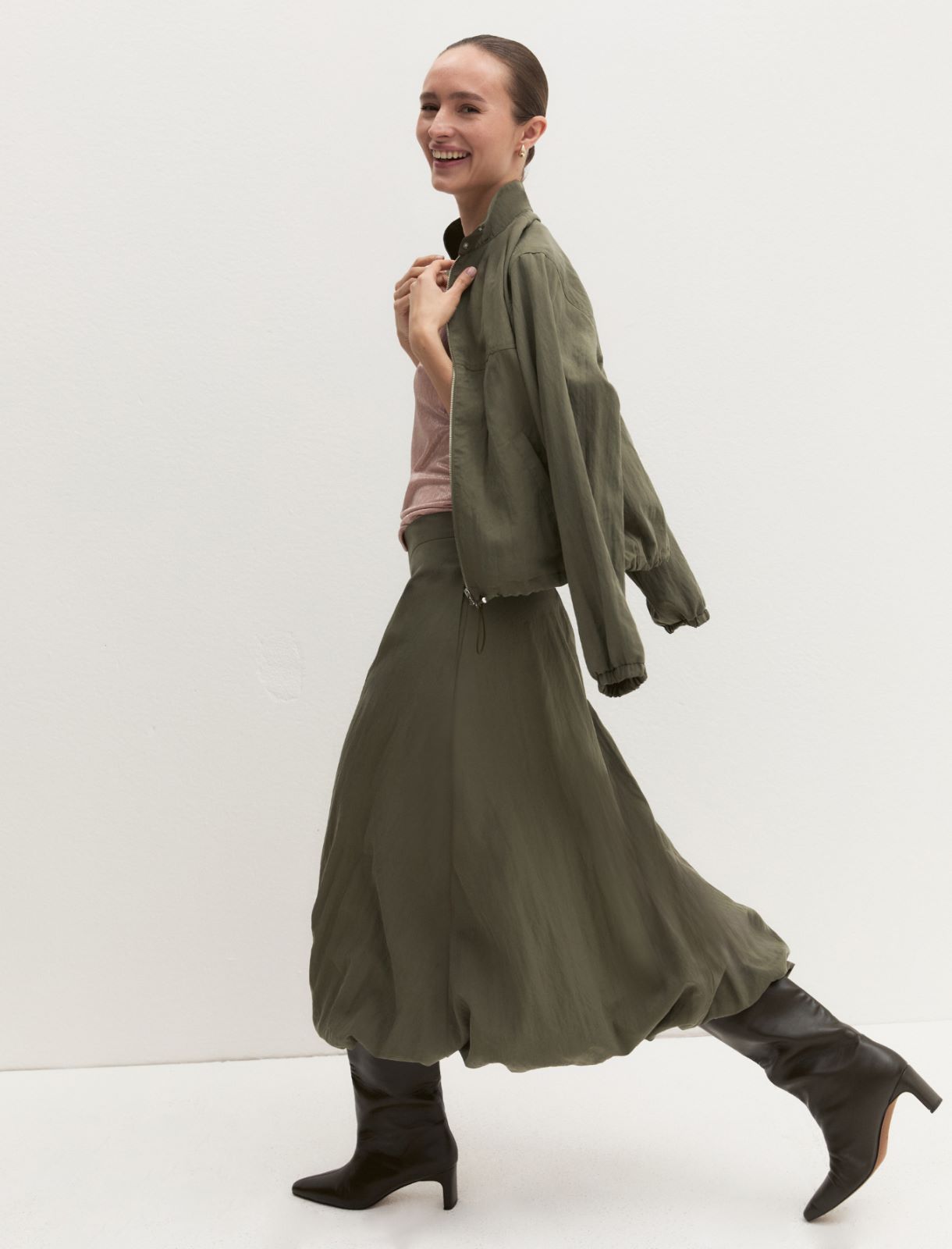 Balloon midi skirt - KAKI - Emme - 4