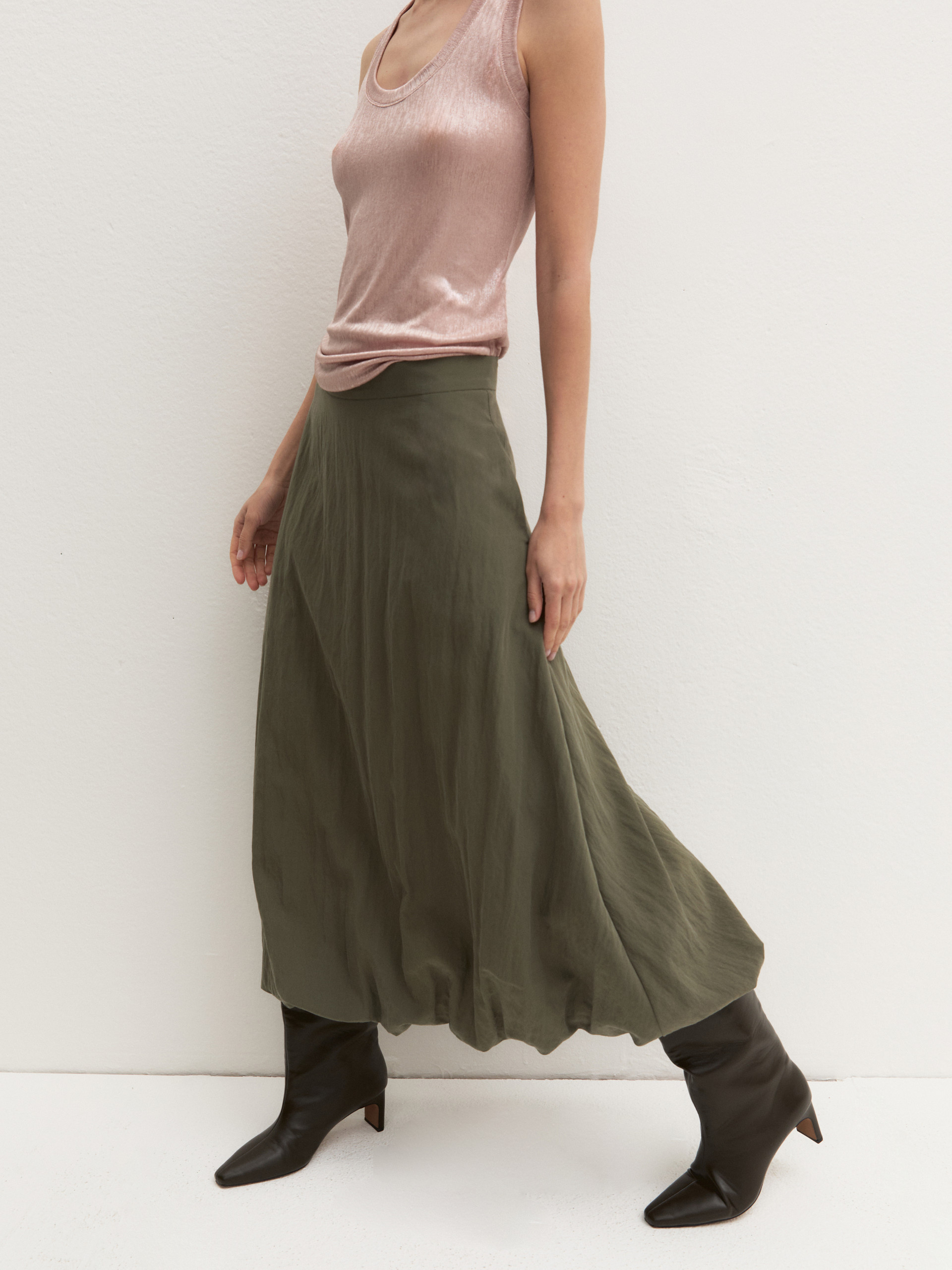 Balloon midi skirt - KAKI - Emme - 5