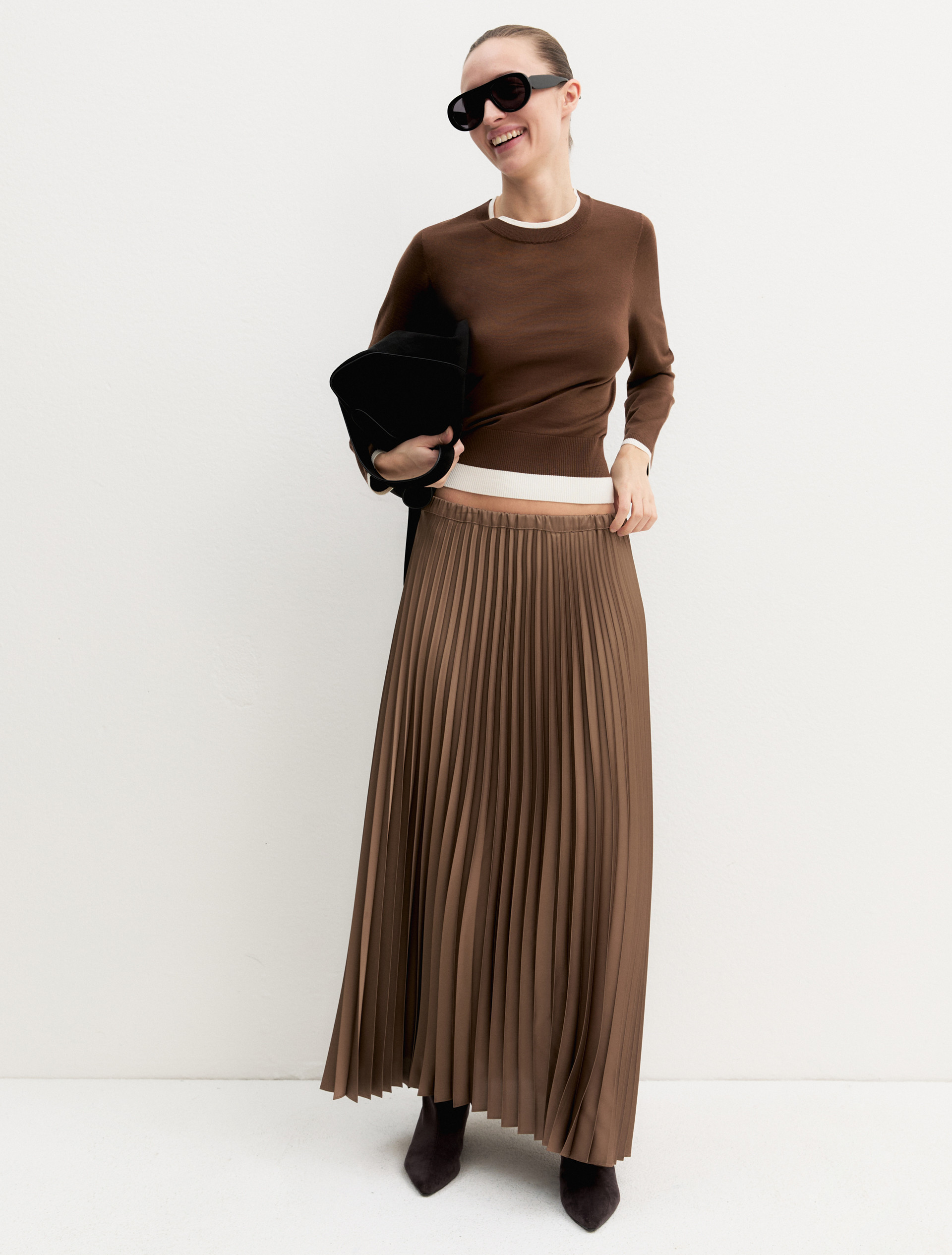 Pleated stretch-satin skirt - TURTLEDOVE - Emme - 3