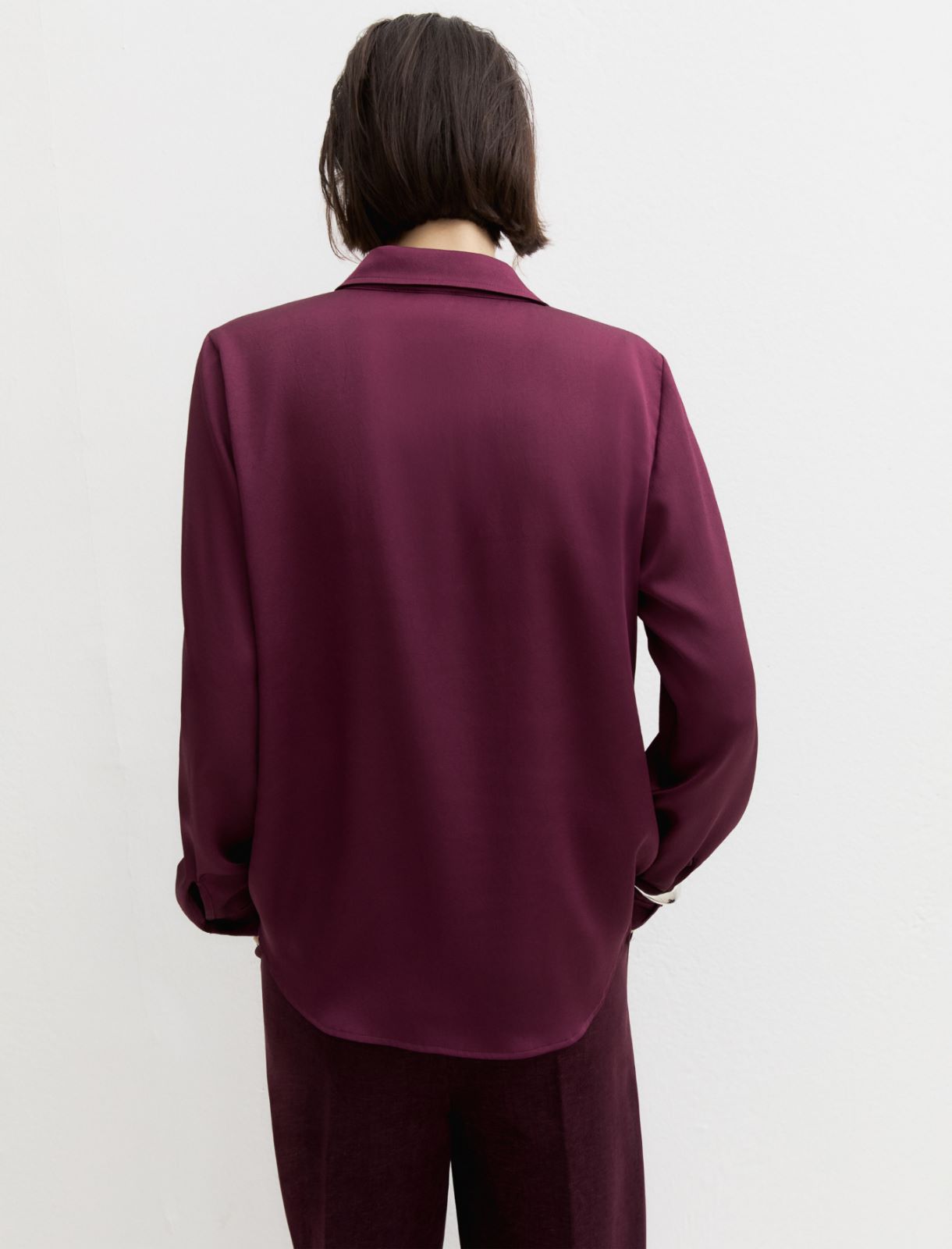 Crinkle hammered satin shirt - PURPLE - Emme - 2