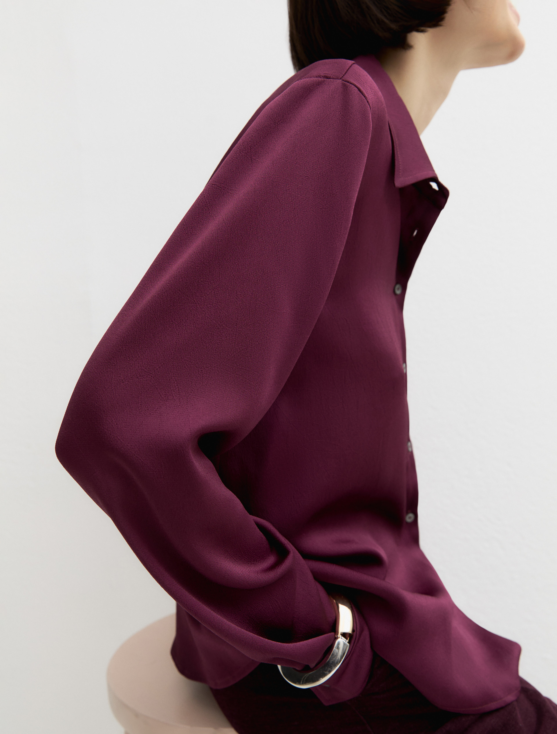 Crinkle hammered satin shirt - PURPLE - Emme - 3