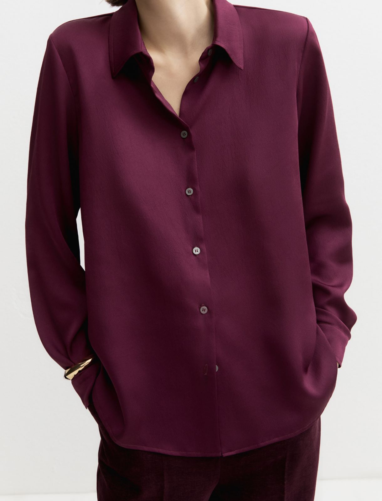 Crinkle hammered satin shirt - PURPLE - Emme - 6