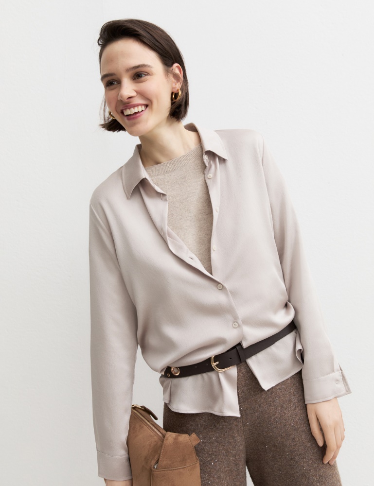 Crinkle hammered satin shirt - Emme