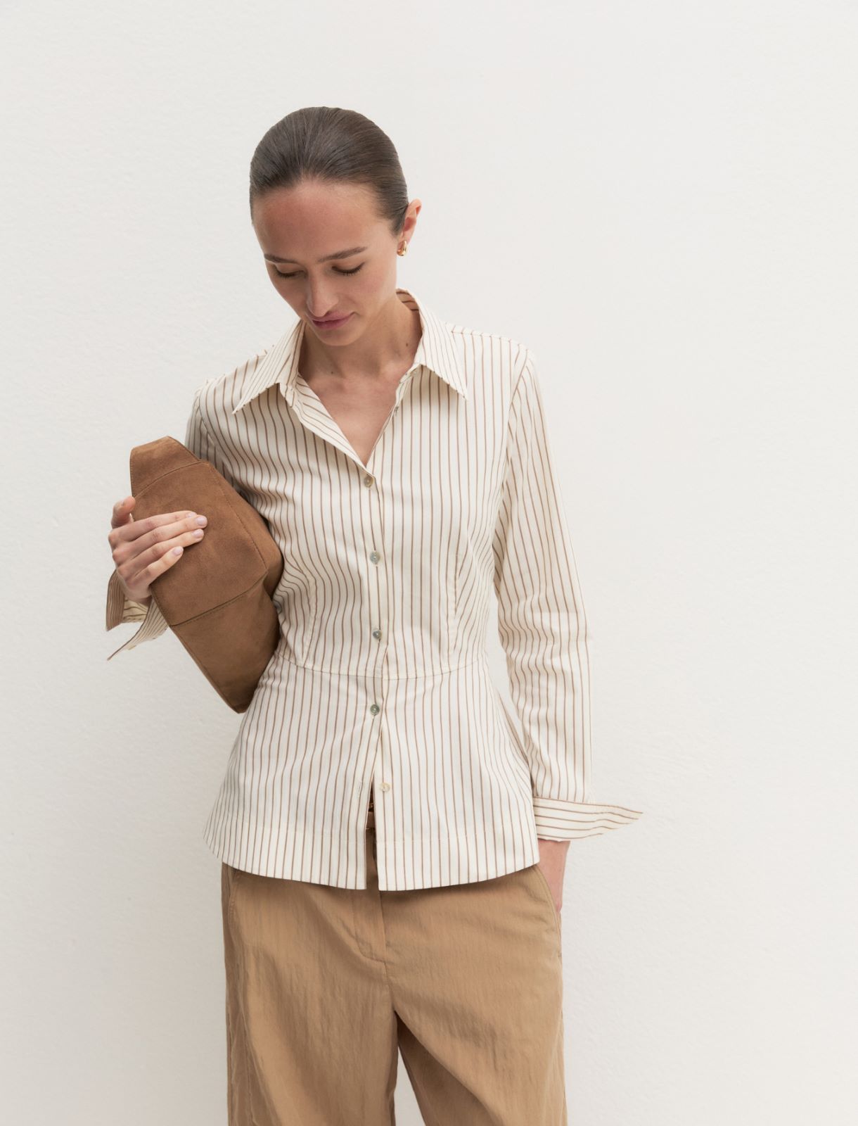 Poplin peplum shirt - WOOL WHITE - Emme - 3