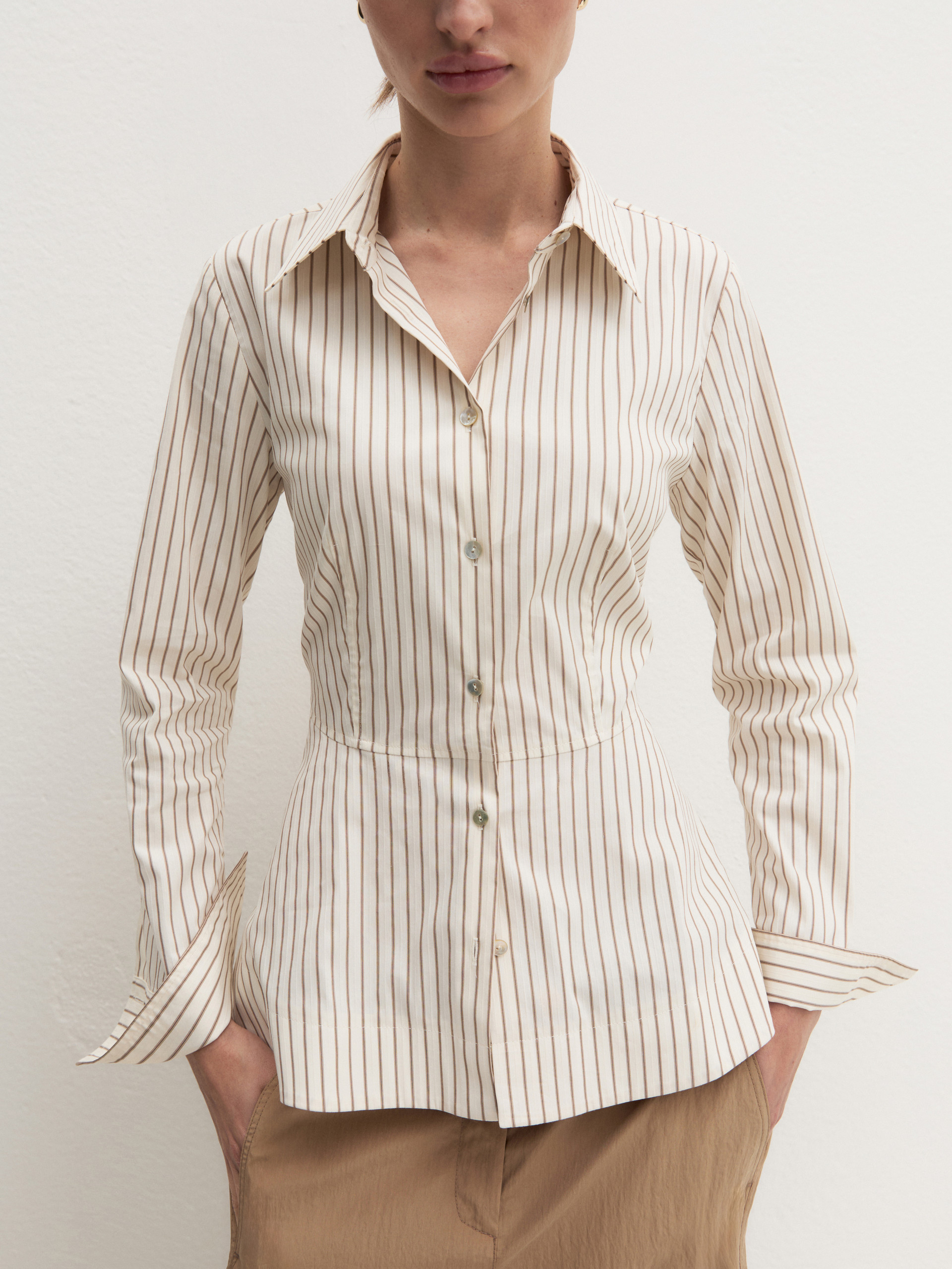 Poplin peplum shirt - WOOL WHITE - Emme - 5