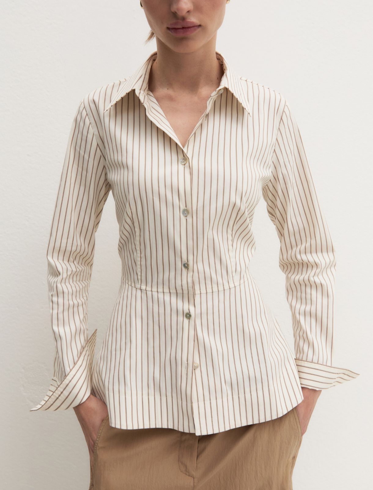 Poplin peplum shirt - WOOL WHITE - Emme - 5