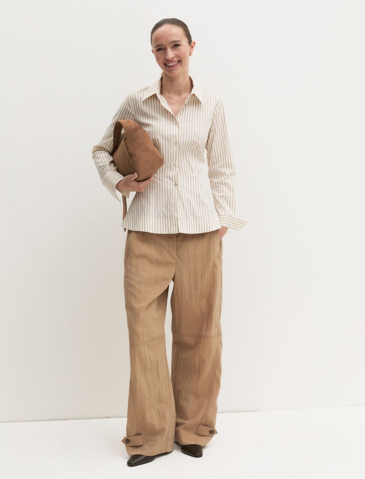 Poplin peplum shirt - WOOL WHITE - Emme