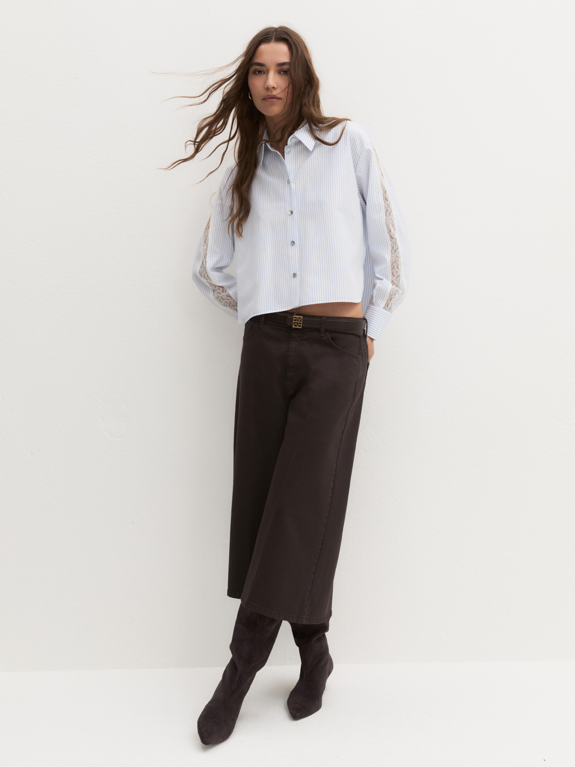 Cropped poplin shirt - LIGHT BLUE - Emme - 1