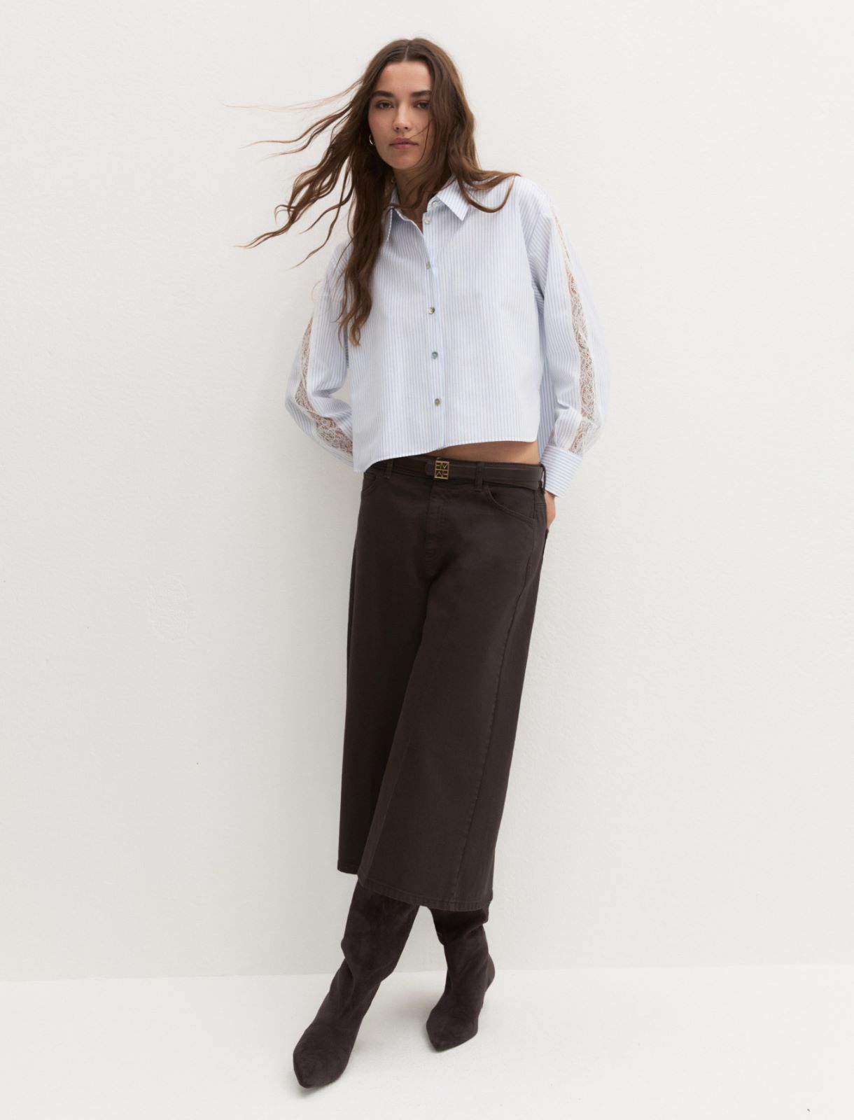 Cropped poplin shirt - LIGHT BLUE - Emme