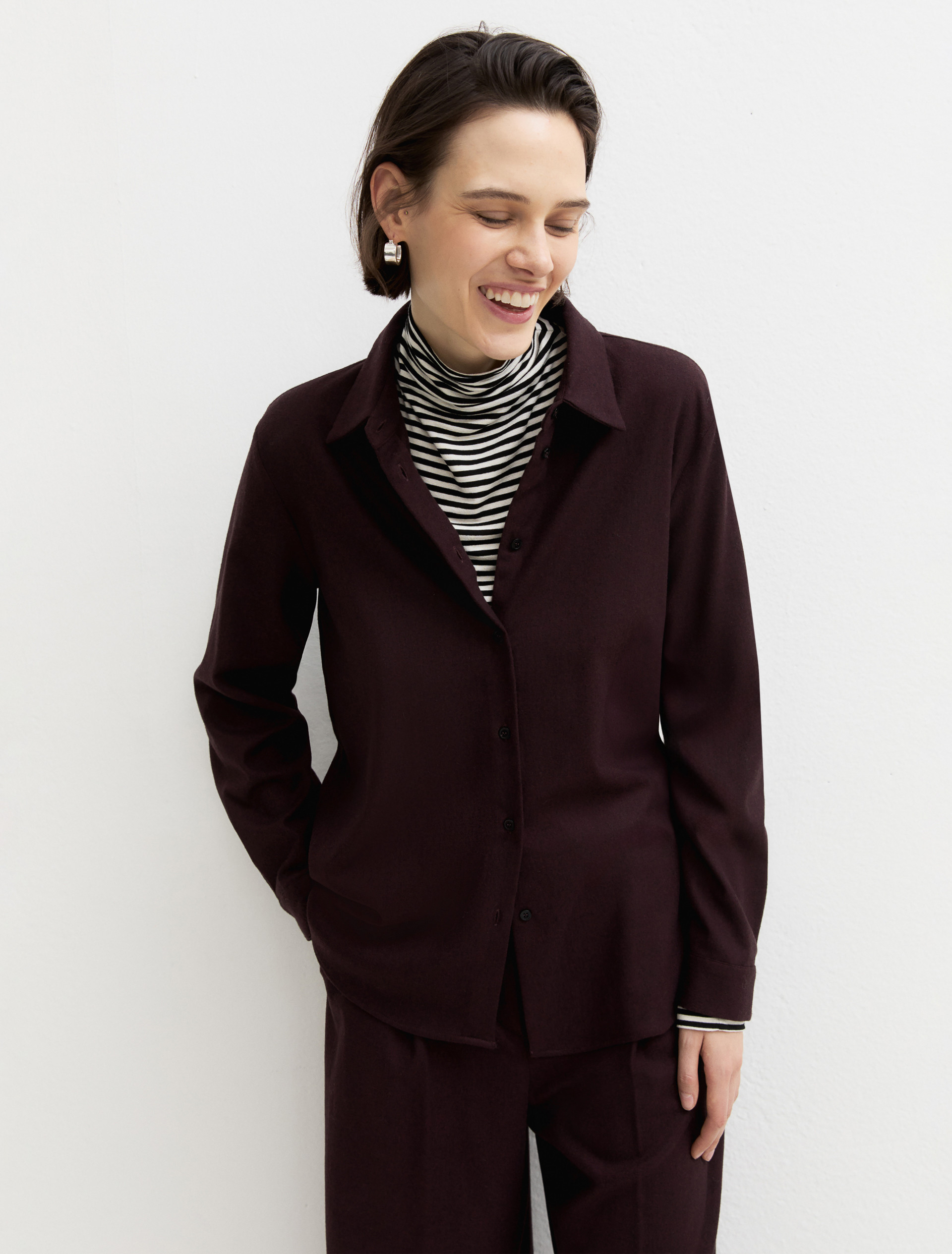Stretch flannel shirt - BORDEAUX - Emme - 4