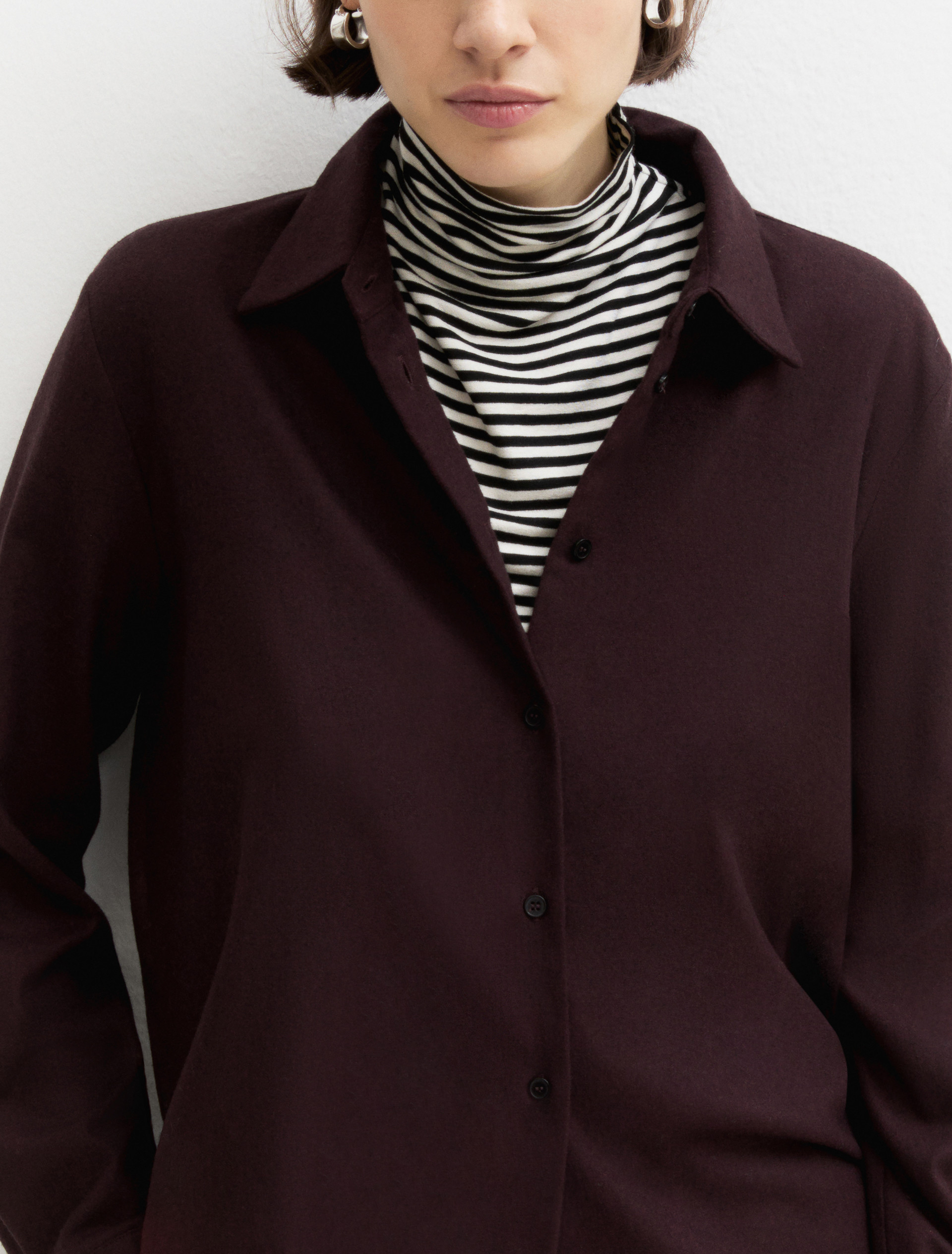 Stretch flannel shirt - BORDEAUX - Emme - 5