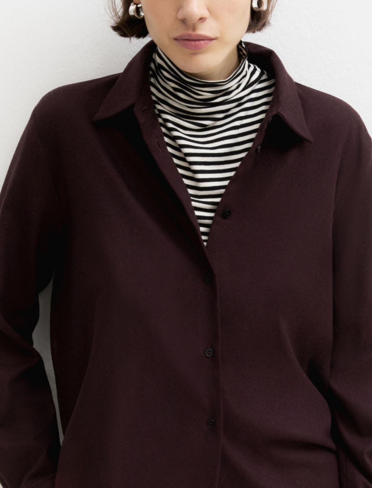 Stretch flannel shirt - BORDEAUX - Emme - 5