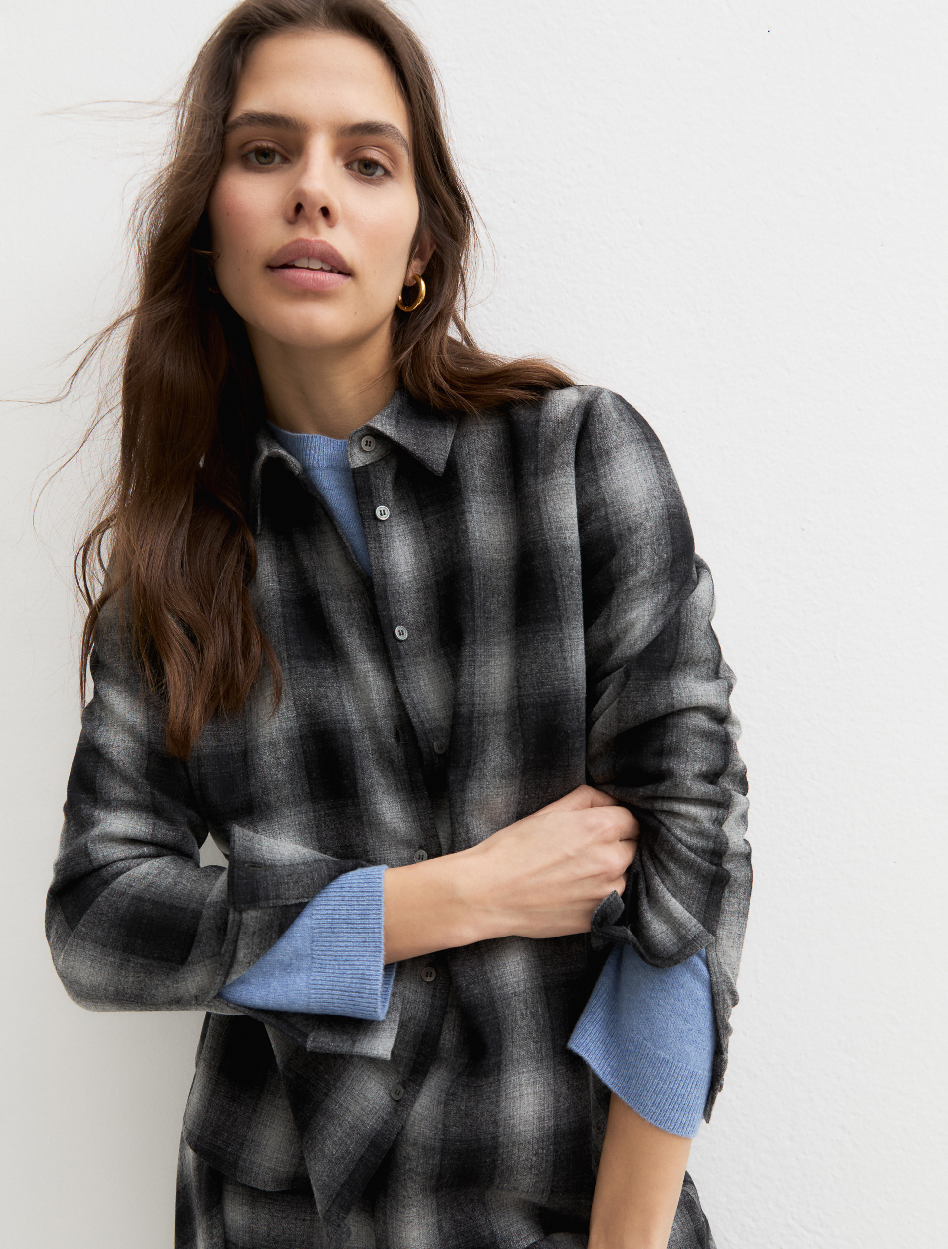 Stretch flannel shirt - MEDIUM GREY - Emme - 2