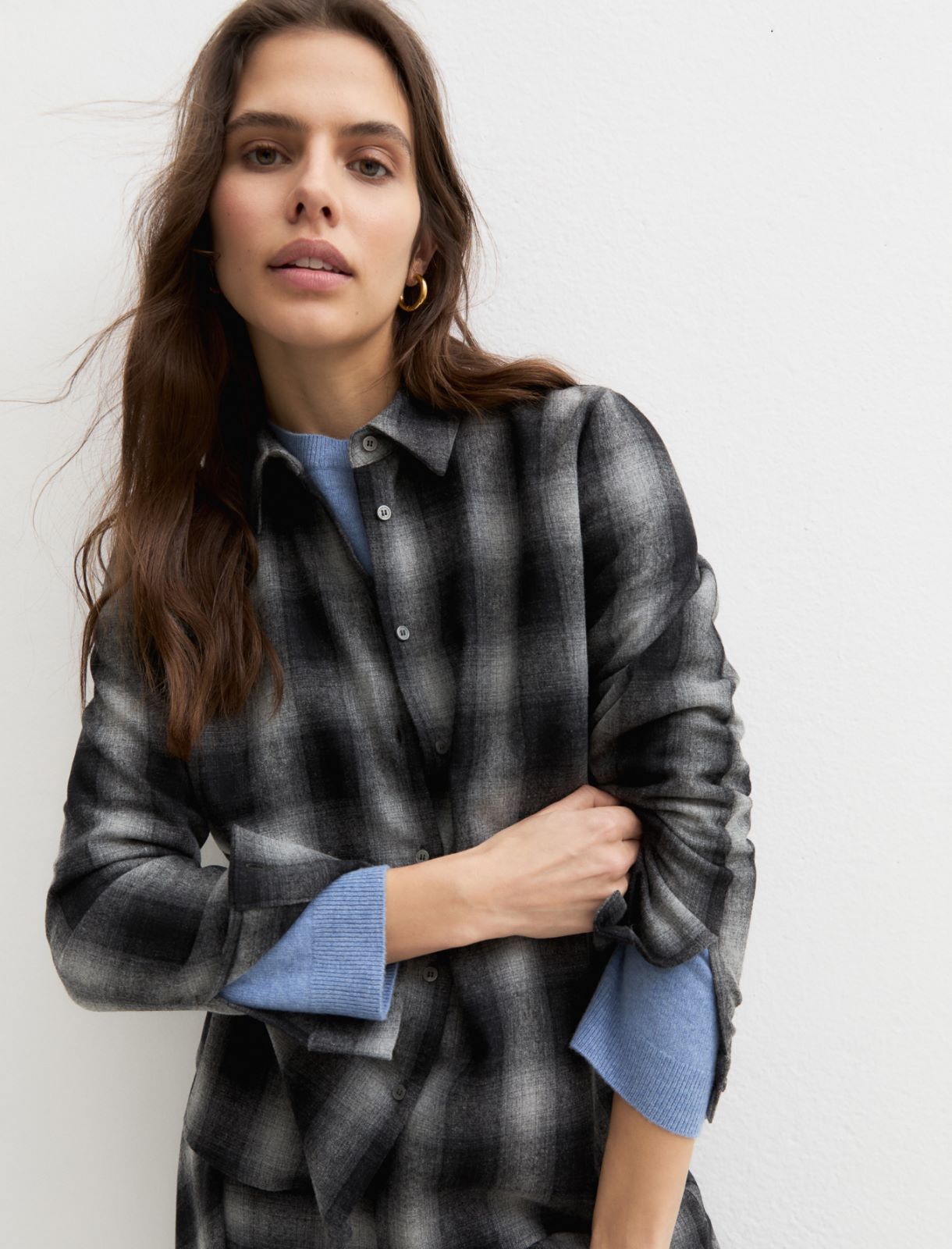 Stretch flannel shirt - MEDIUM GREY - Emme - 2