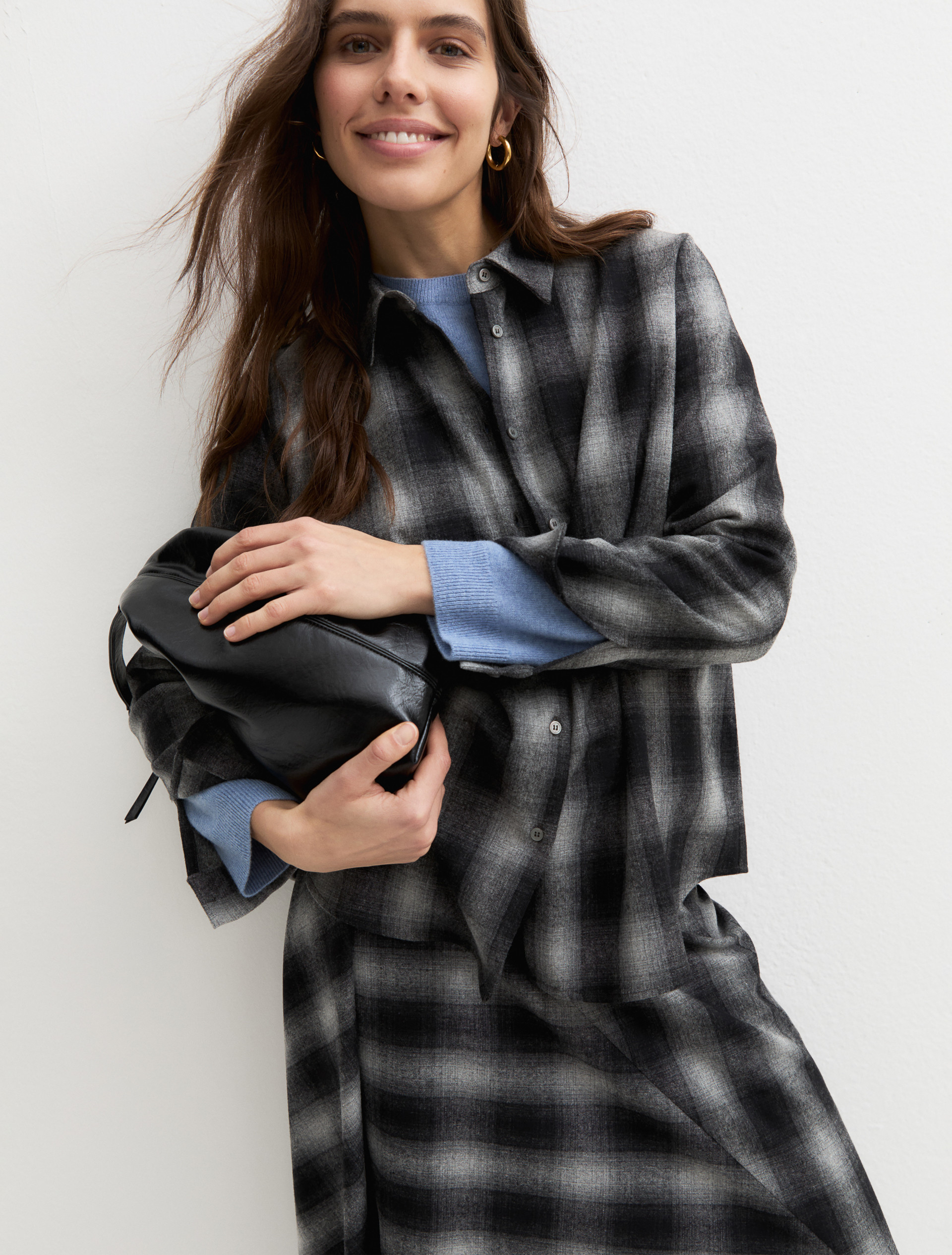 Stretch flannel shirt - MEDIUM GREY - Emme - 3