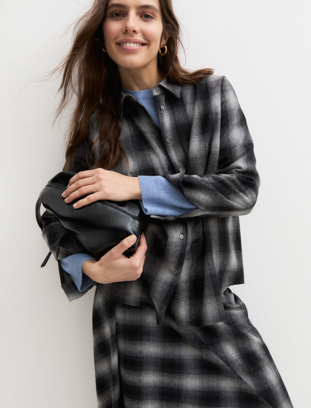 Stretch flannel shirt - MEDIUM GREY - Emme - 3