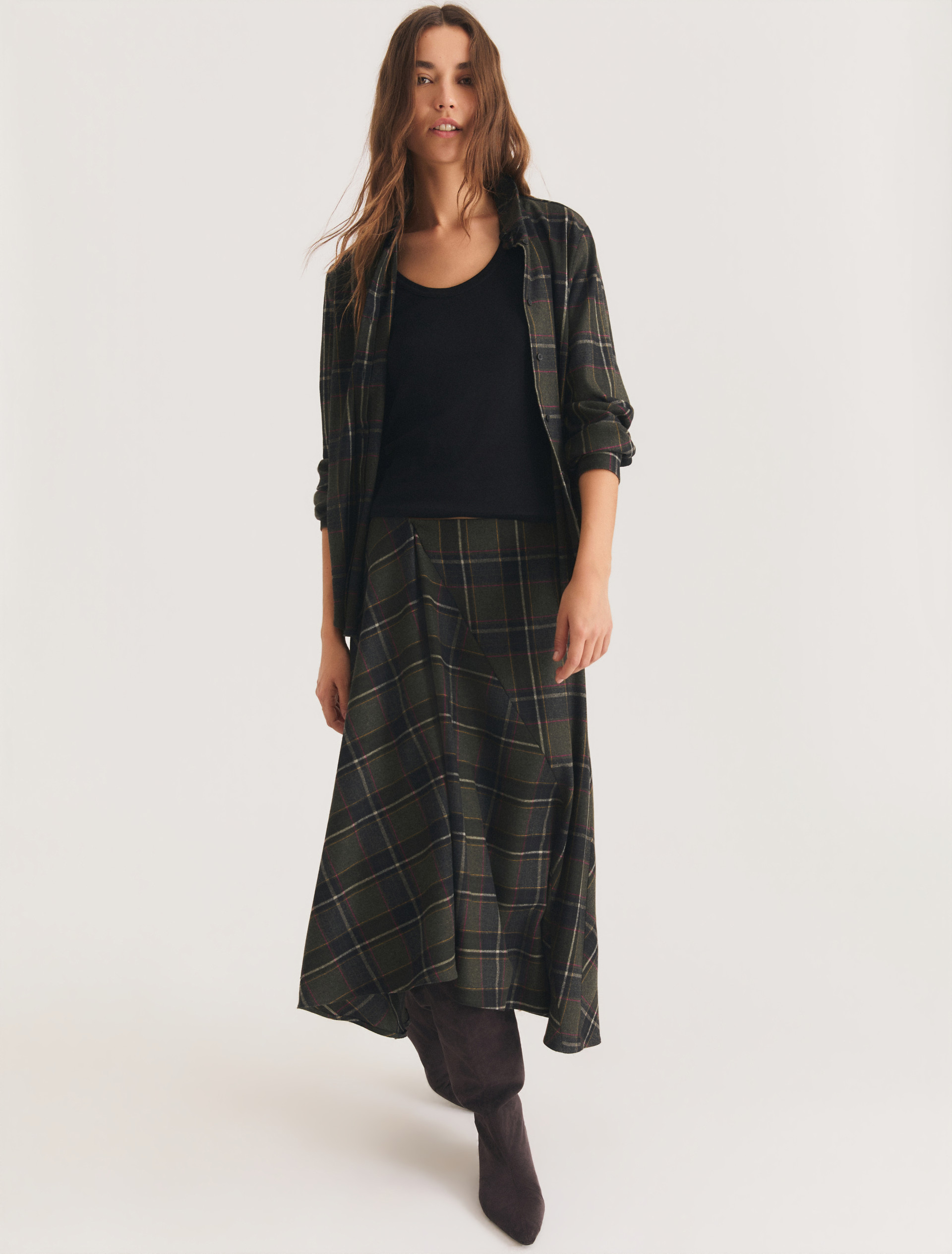Stretch flannel shirt - DARK GREY - Emme - 5