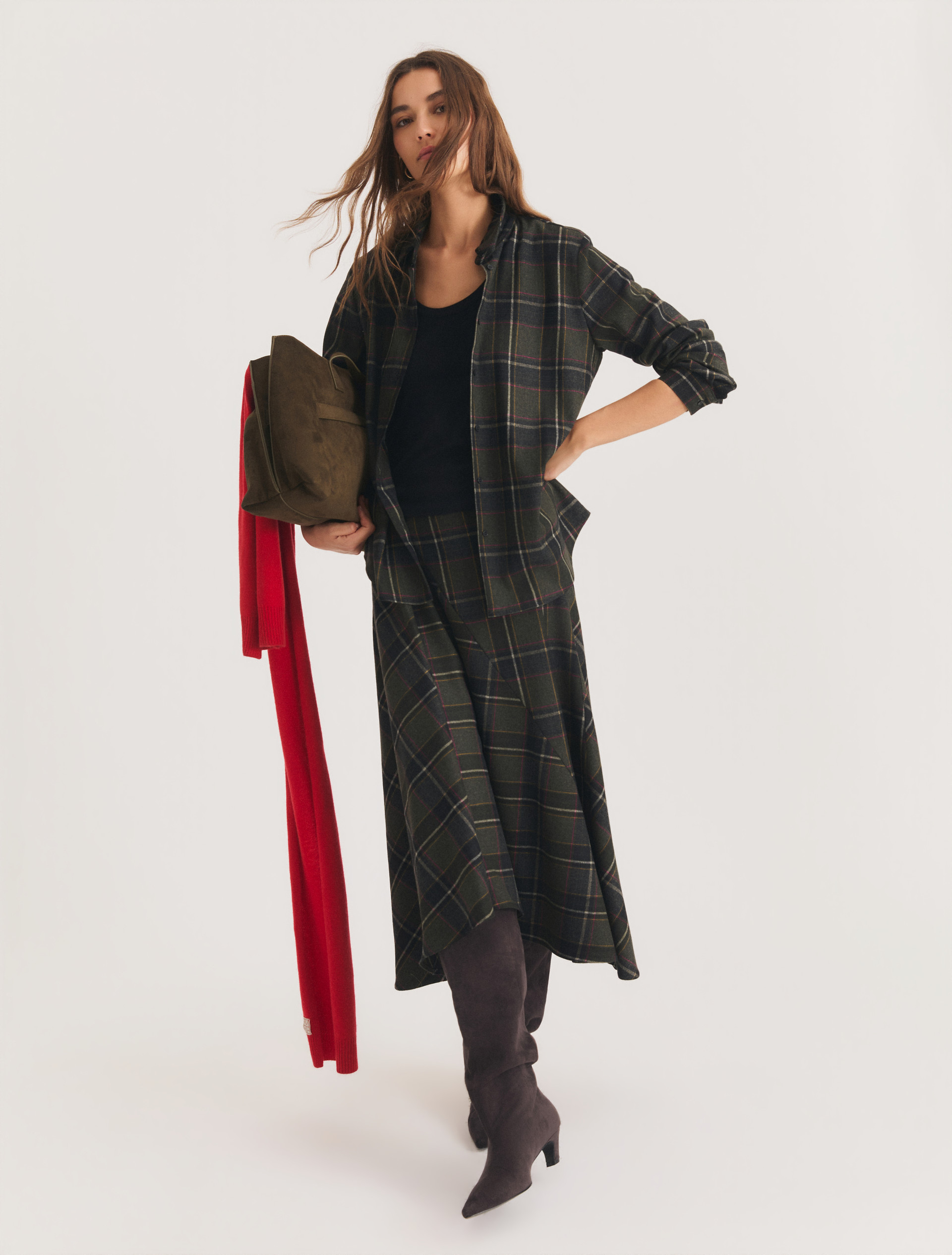 Stretch flannel shirt - DARK GREY - Emme - 1