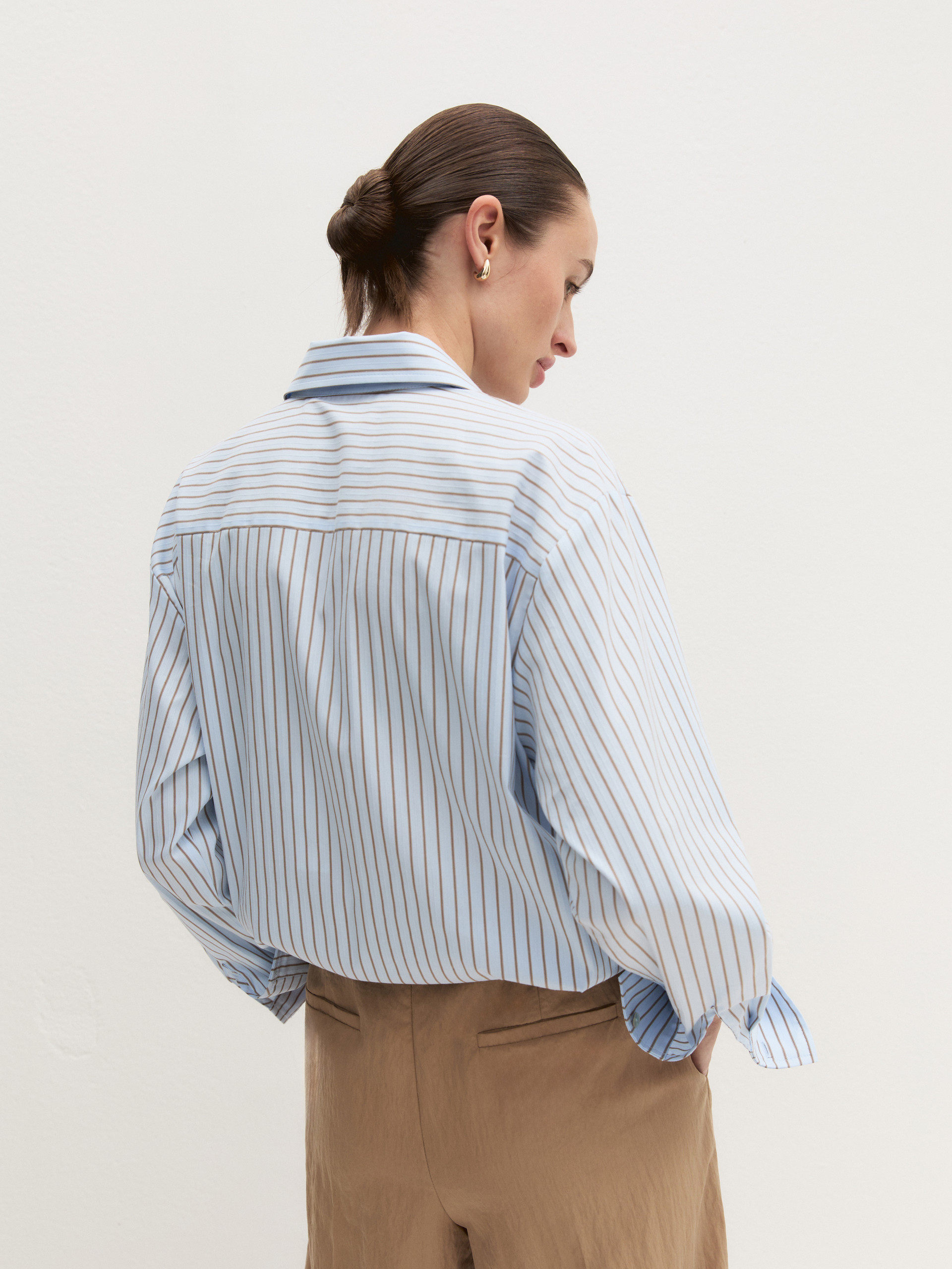 Stretch poplin balloon shirt - LIGHT BLUE - Emme - 2