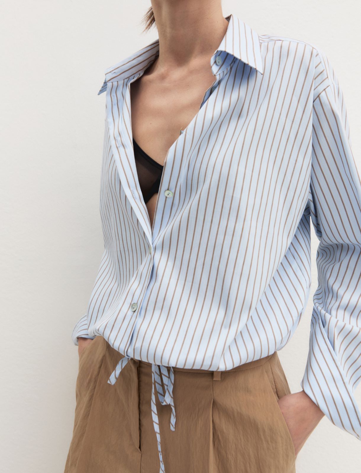 Stretch poplin balloon shirt - LIGHT BLUE - Emme - 3