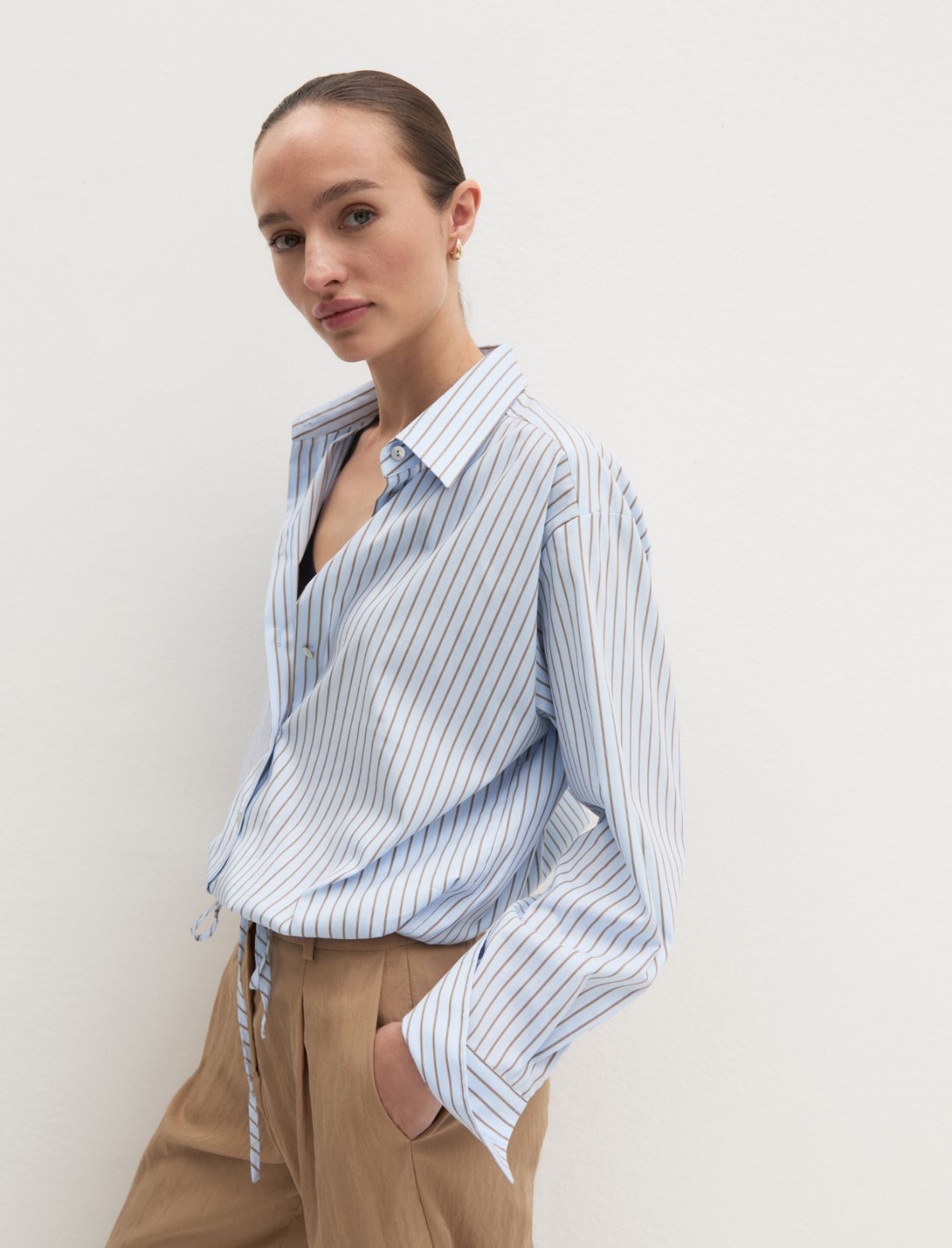 Stretch poplin balloon shirt - LIGHT BLUE - Emme - 4