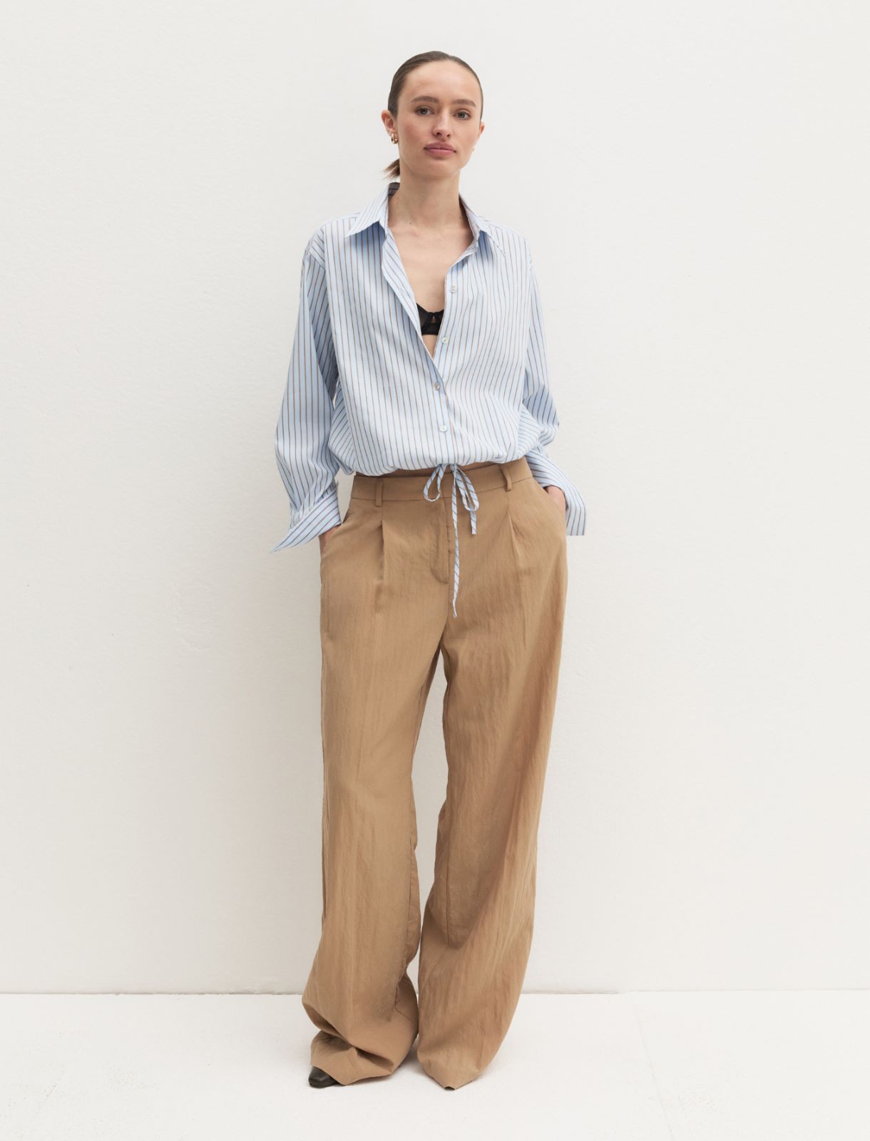Stretch poplin balloon shirt - LIGHT BLUE - Emme