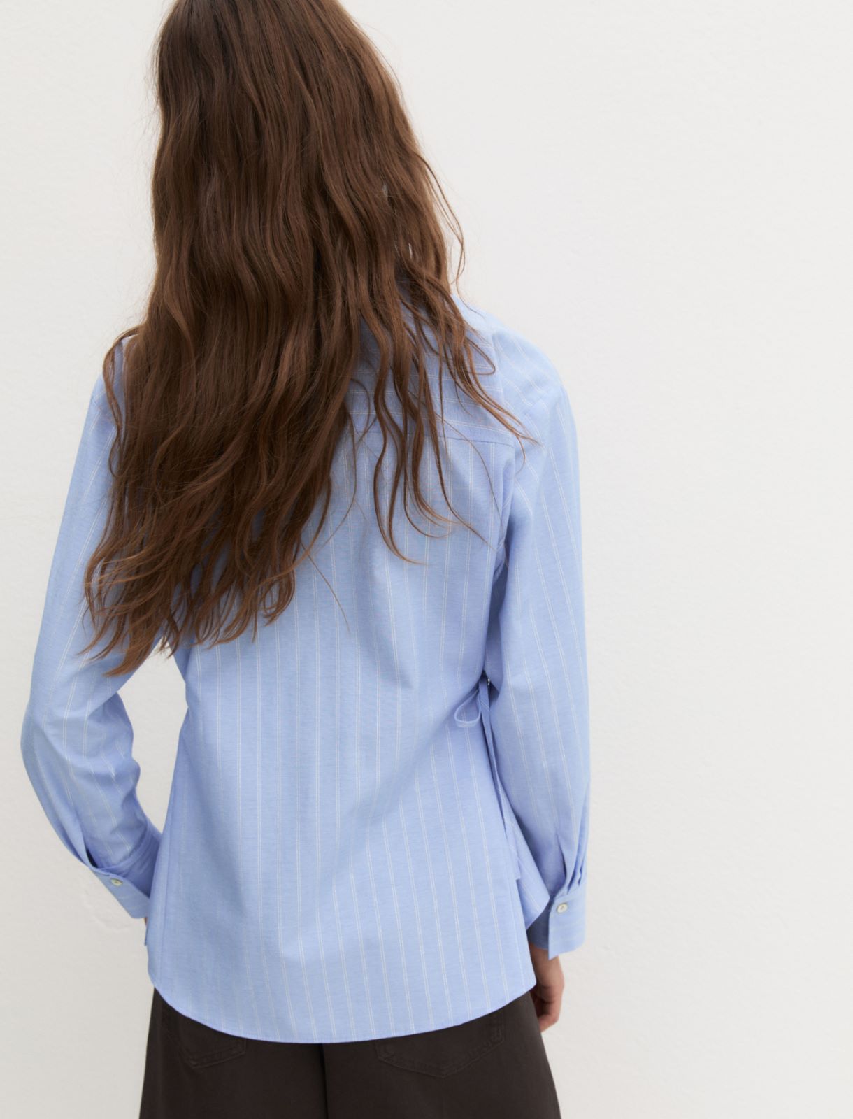 Oversized lurex pinstripe shirt - PERIWINKLE BLUE - Emme - 2