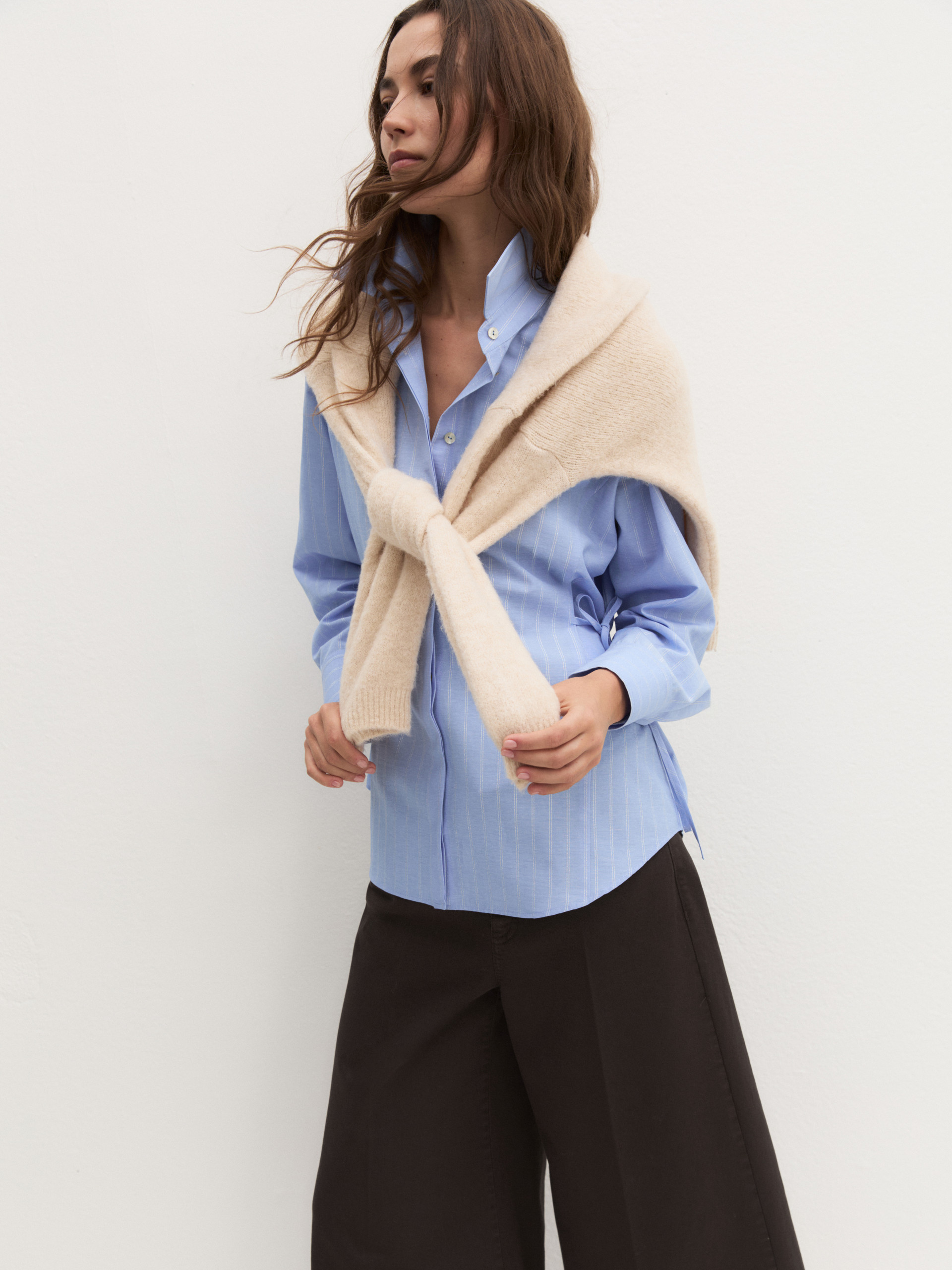 Oversized lurex pinstripe shirt - PERIWINKLE BLUE - Emme - 4