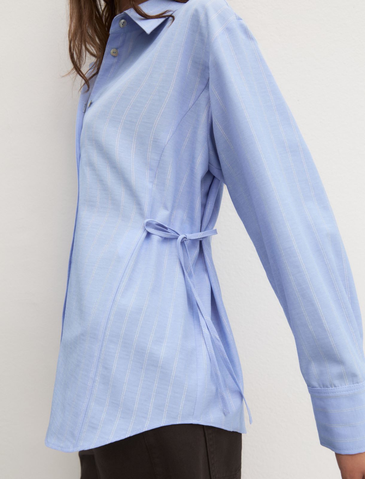 Oversized lurex pinstripe shirt - PERIWINKLE BLUE - Emme - 5