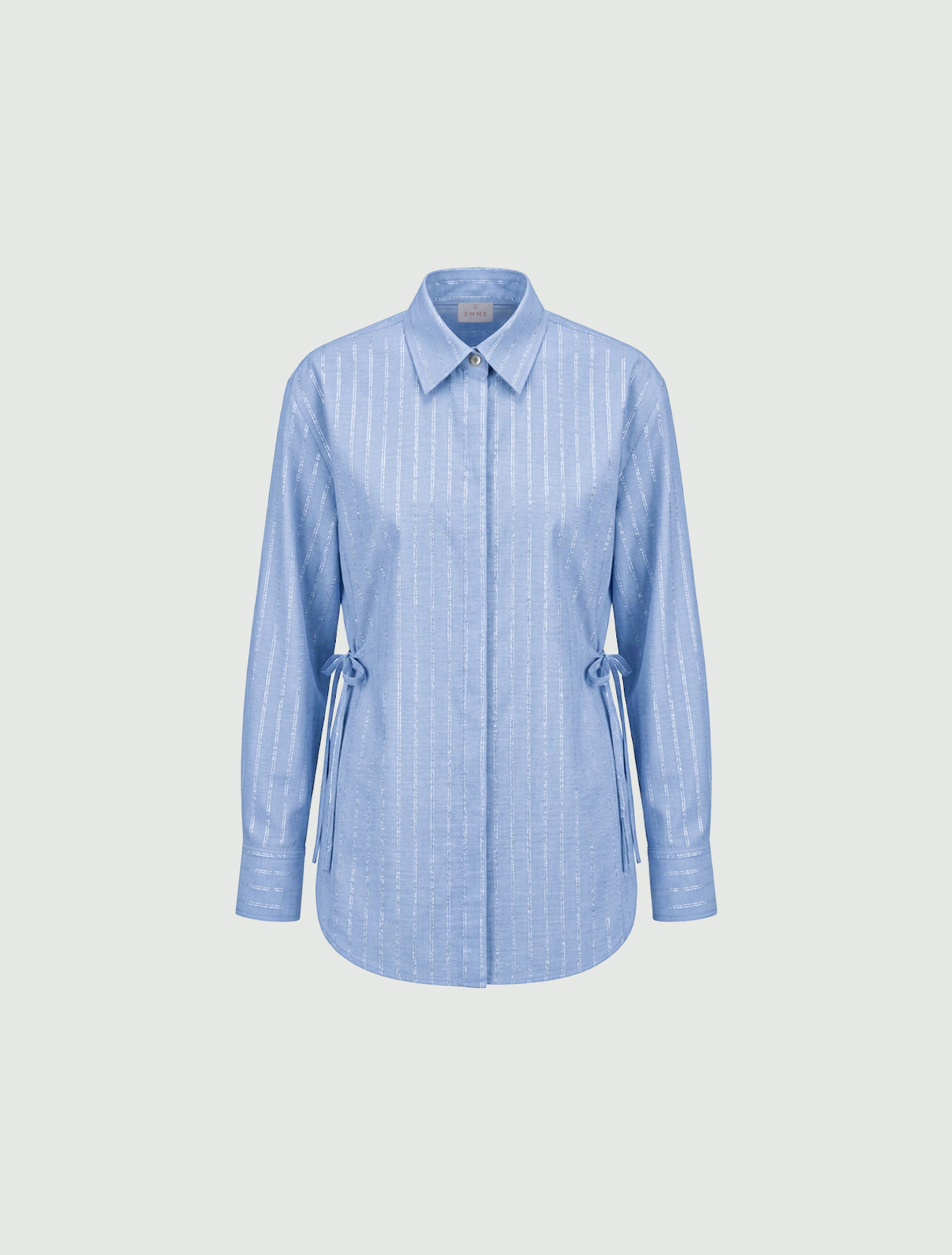 Oversized lurex pinstripe shirt - PERIWINKLE BLUE - Emme - 6