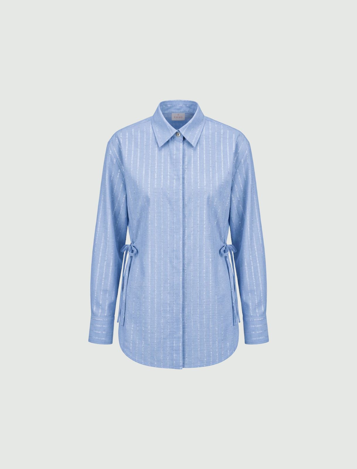 Oversized lurex pinstripe shirt - PERIWINKLE BLUE - Emme - 6