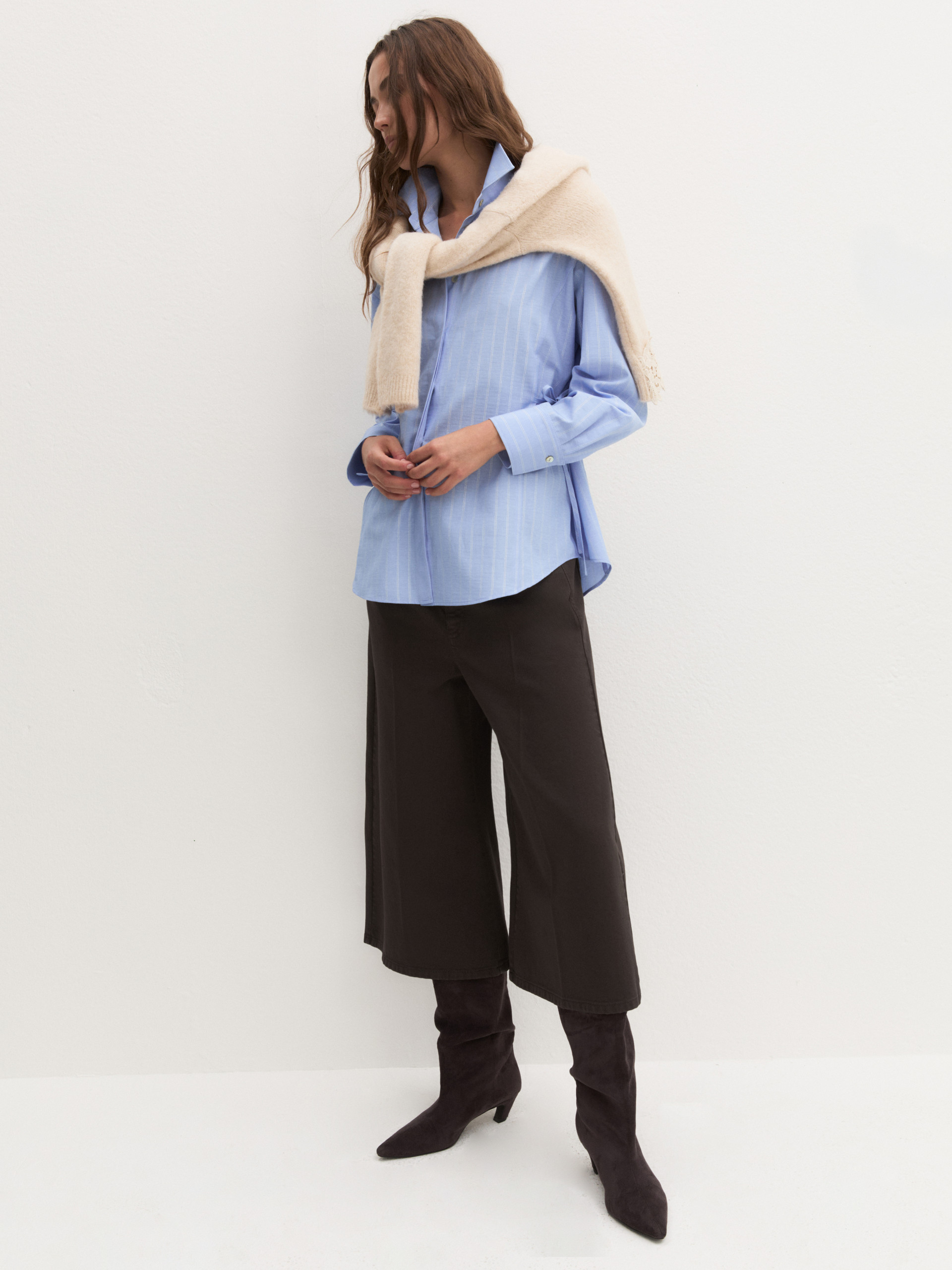 Oversized lurex pinstripe shirt - PERIWINKLE BLUE - Emme - 1