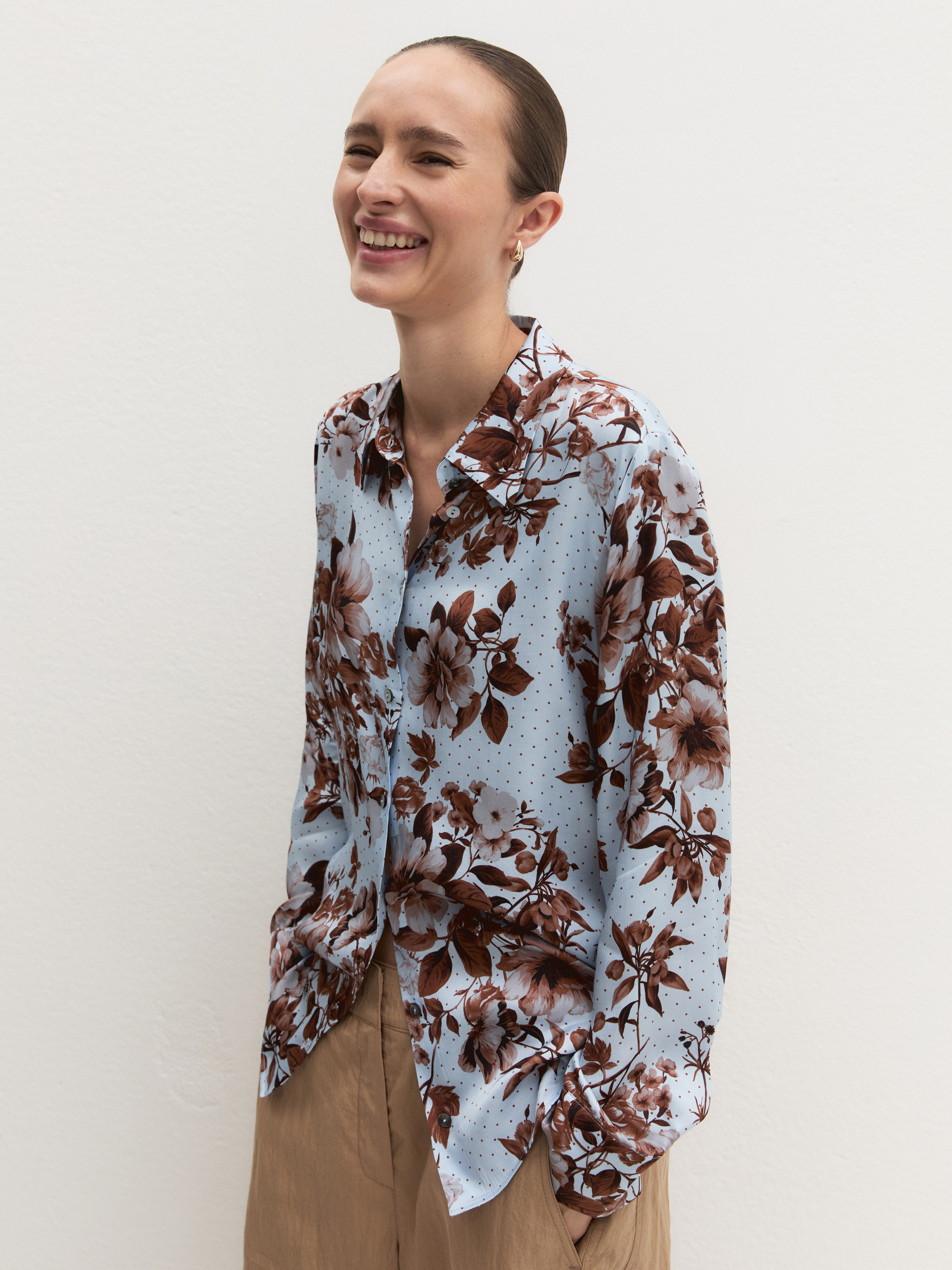 Viscose satin shirt - LIGHT BLUE - Emme - 3